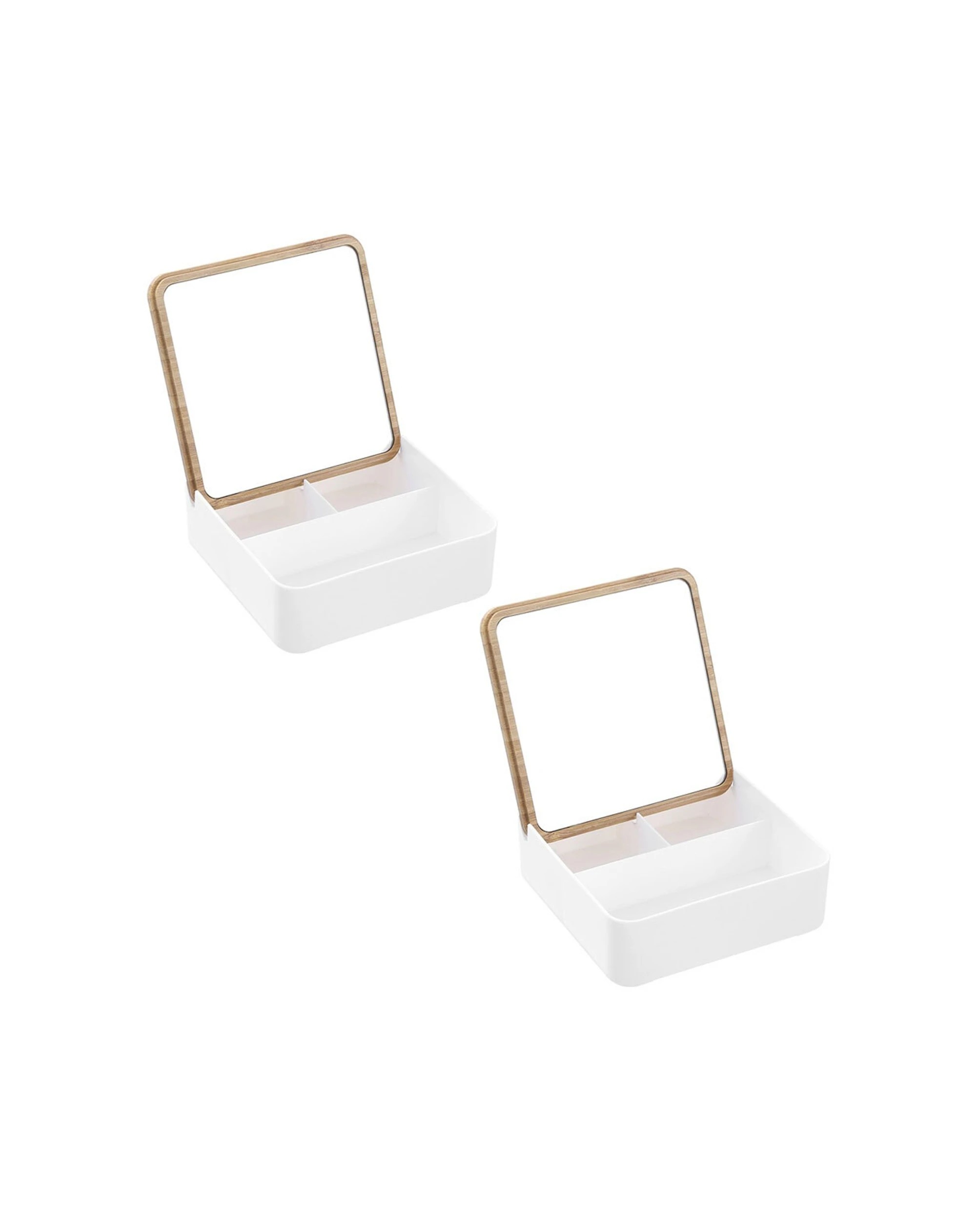 1 Boxsweden Bano Sqaure 14cm Organiser Box - Mirror Box - Bamboo Storage, 1 of 6