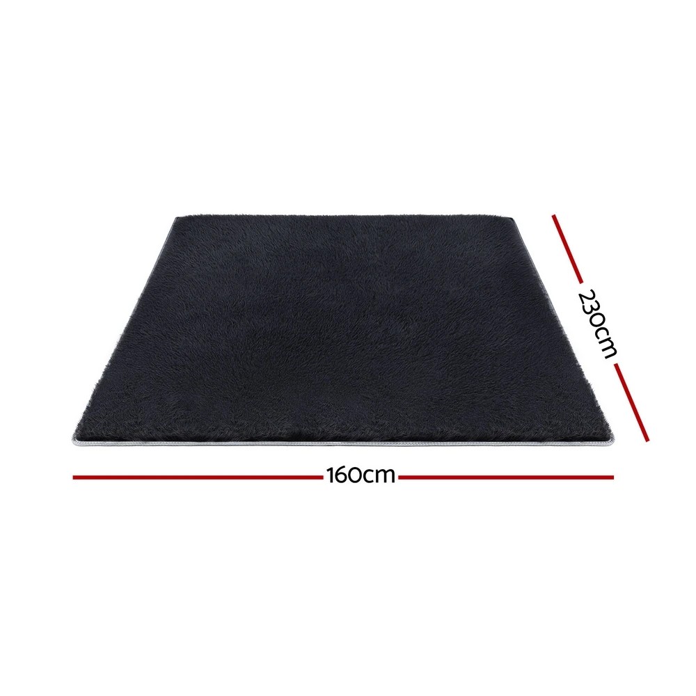 2 Artiss Floor Rug 160x230cm Plush Area Shaggy Rug Living Room Bedroom Carpet - Black, 2 of 9