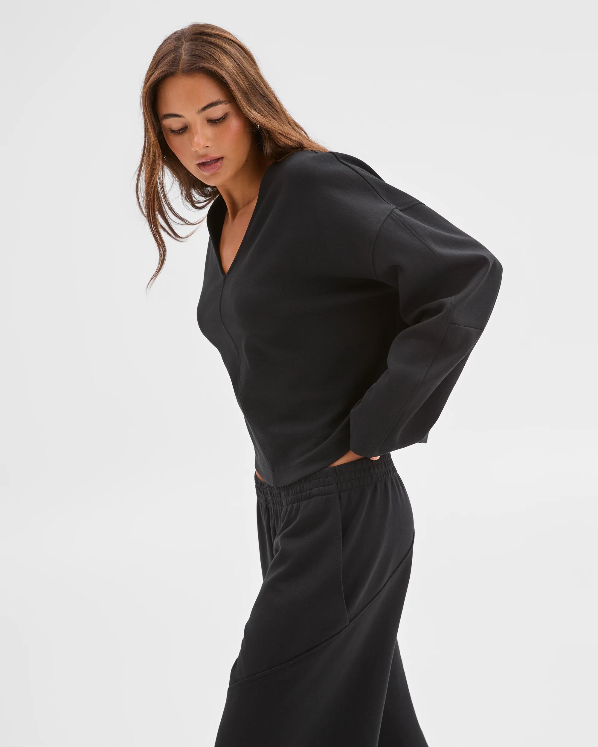 5 Lily Loves Australian Cotton Blend V-Neck Jumper BLACK, 5 of 6