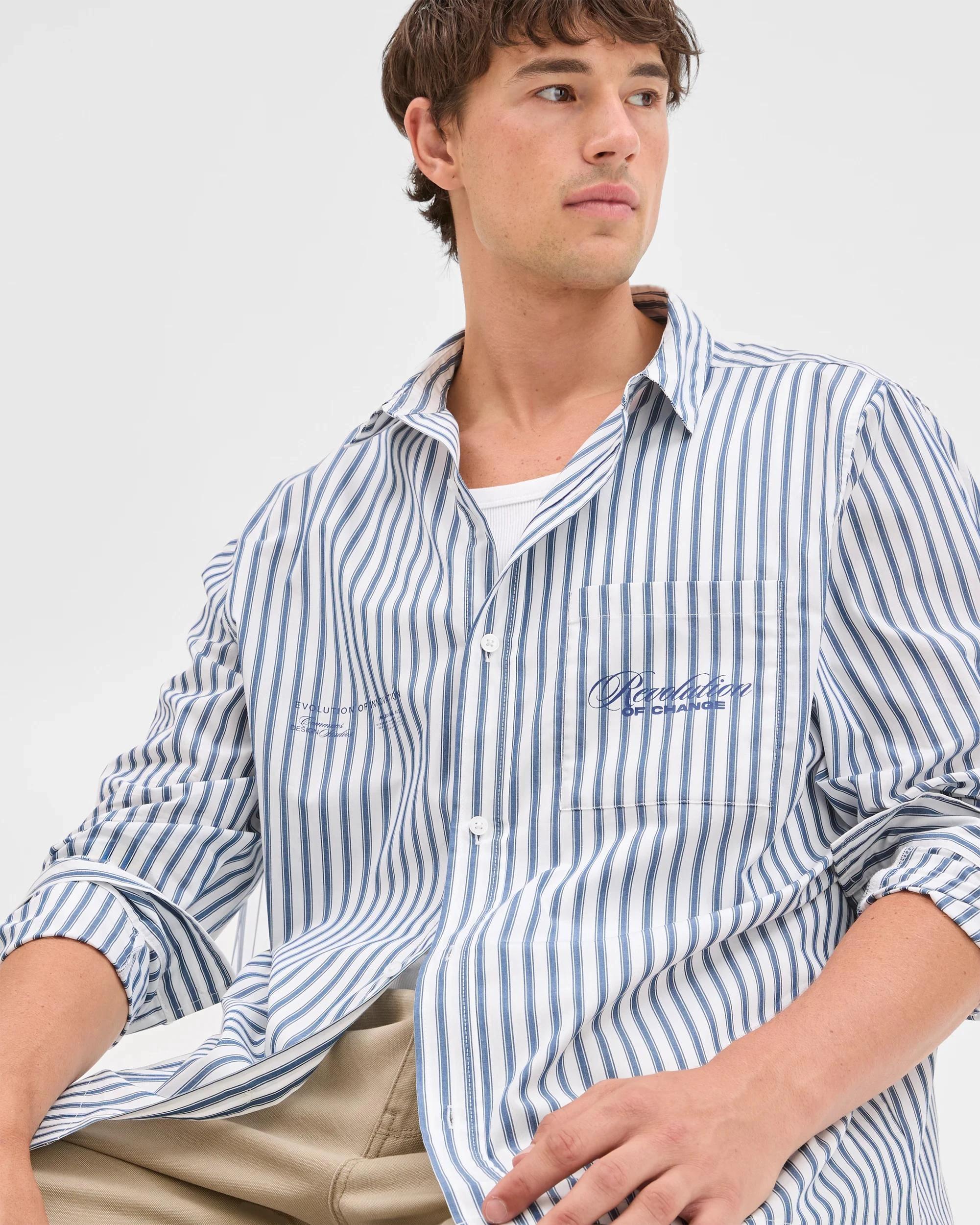 6 Commons Australian Cotton Business Shirt WHITE STRIPE, 6 of 6