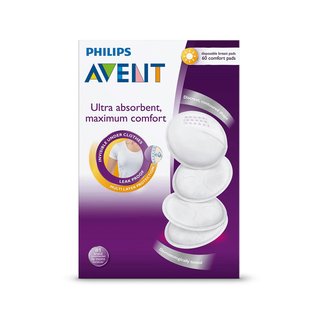 2 Philips Avent 60 Pack Disposable Breast Pads Comfortable Discreet Fit - Day Use
 - White, 2 of 2