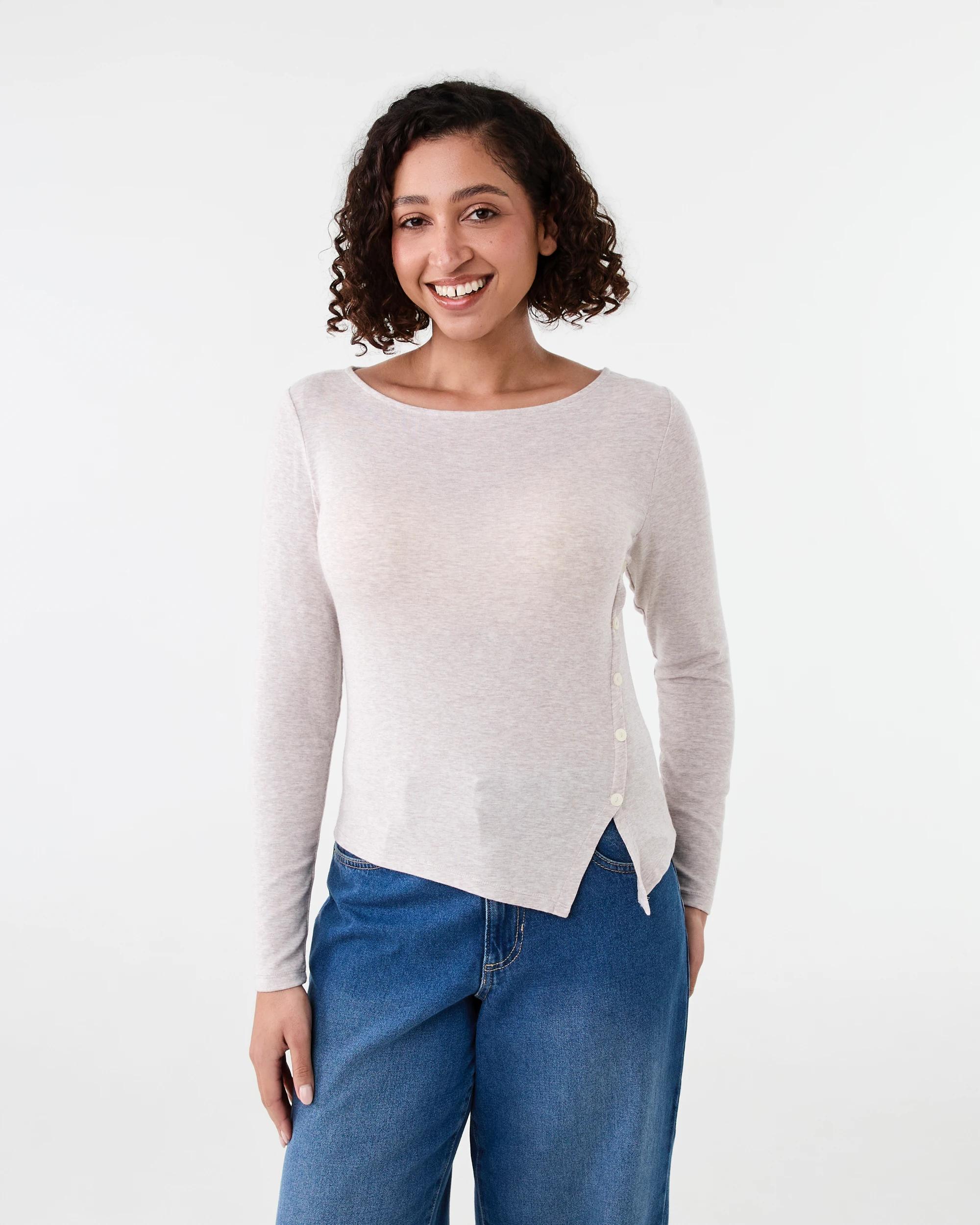 1 Long Sleeve Asymmetric Top Loml Marle, 1 of 6