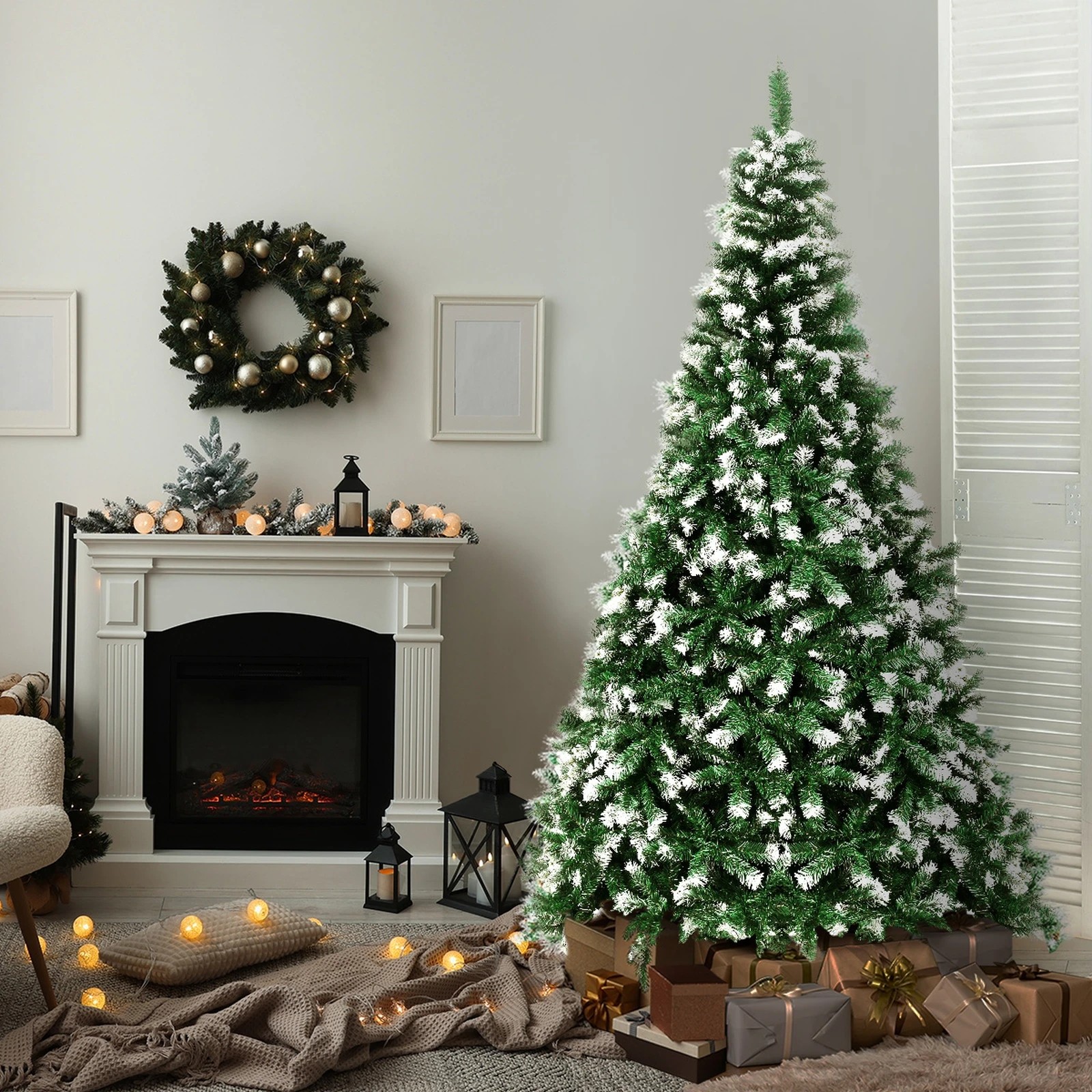 3 Tinseltown Christmas Tree 2.4M 8FT Xmas Trees Snowy Decorations 1480 Tips - Green, 3 of 8