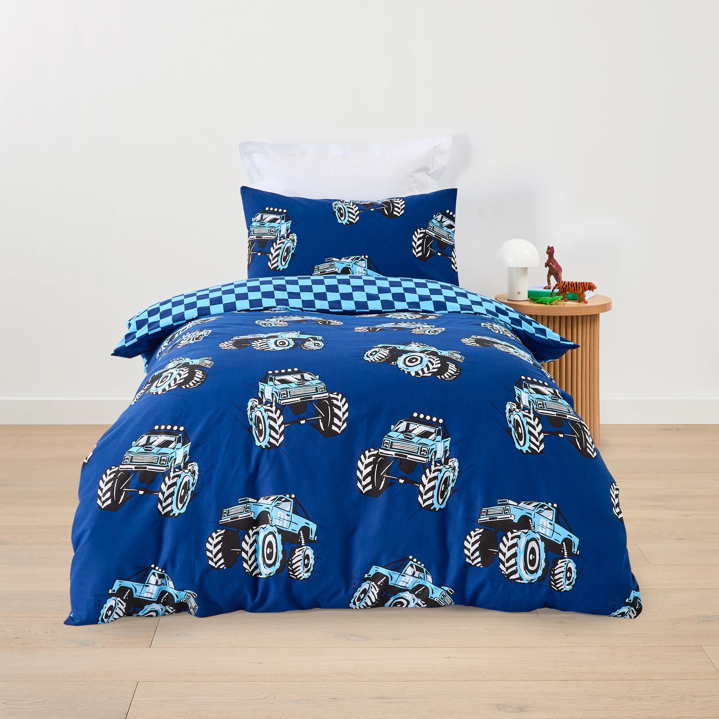 1 Monster Truck Cotton Rich Reversible Quilt Cover Set - Single Bed, 1 of 8