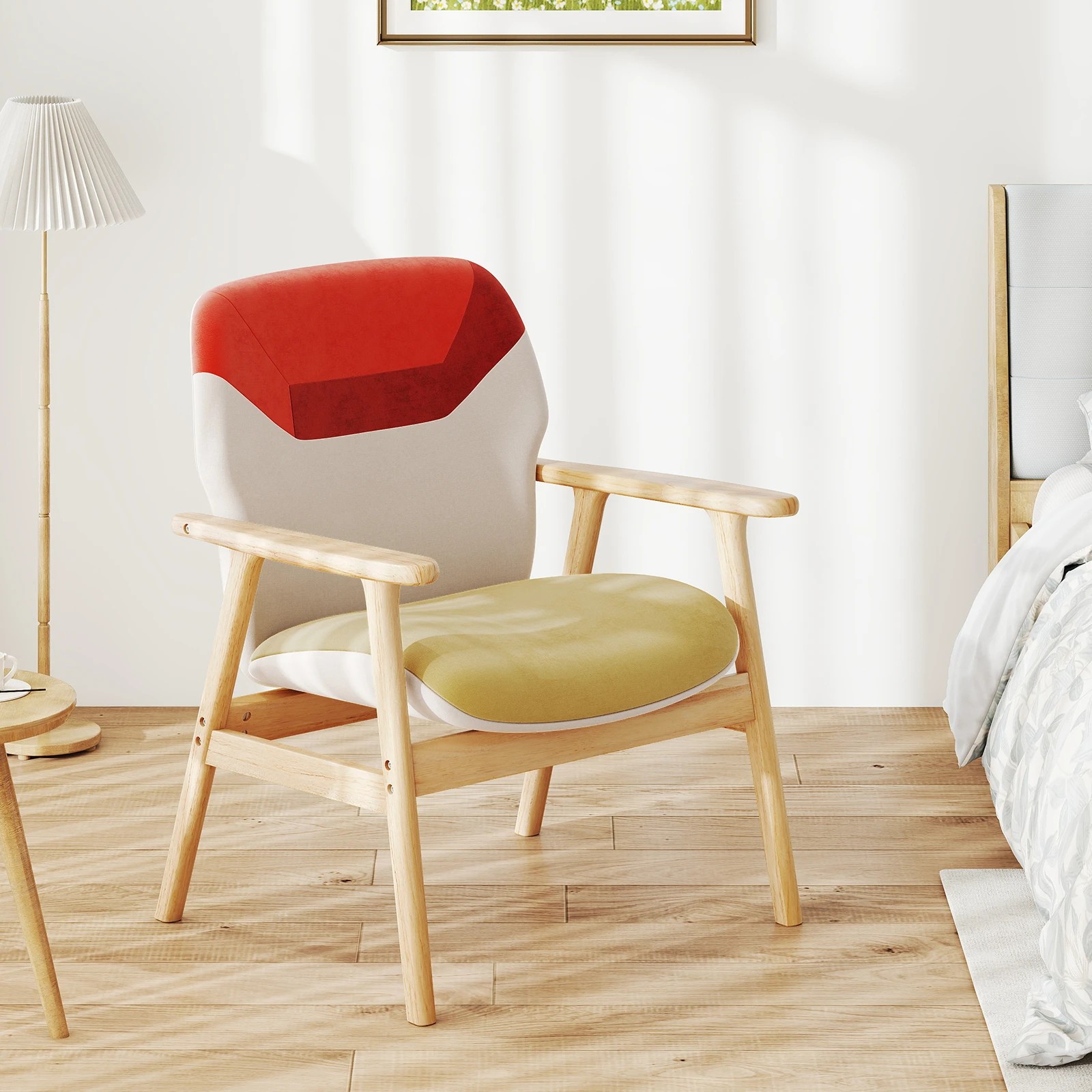 4 Costway Modern Accent Chair Upholstered Side Armchair Wood Frame w/Sponge Padded Seat Cushion, 4 of 4