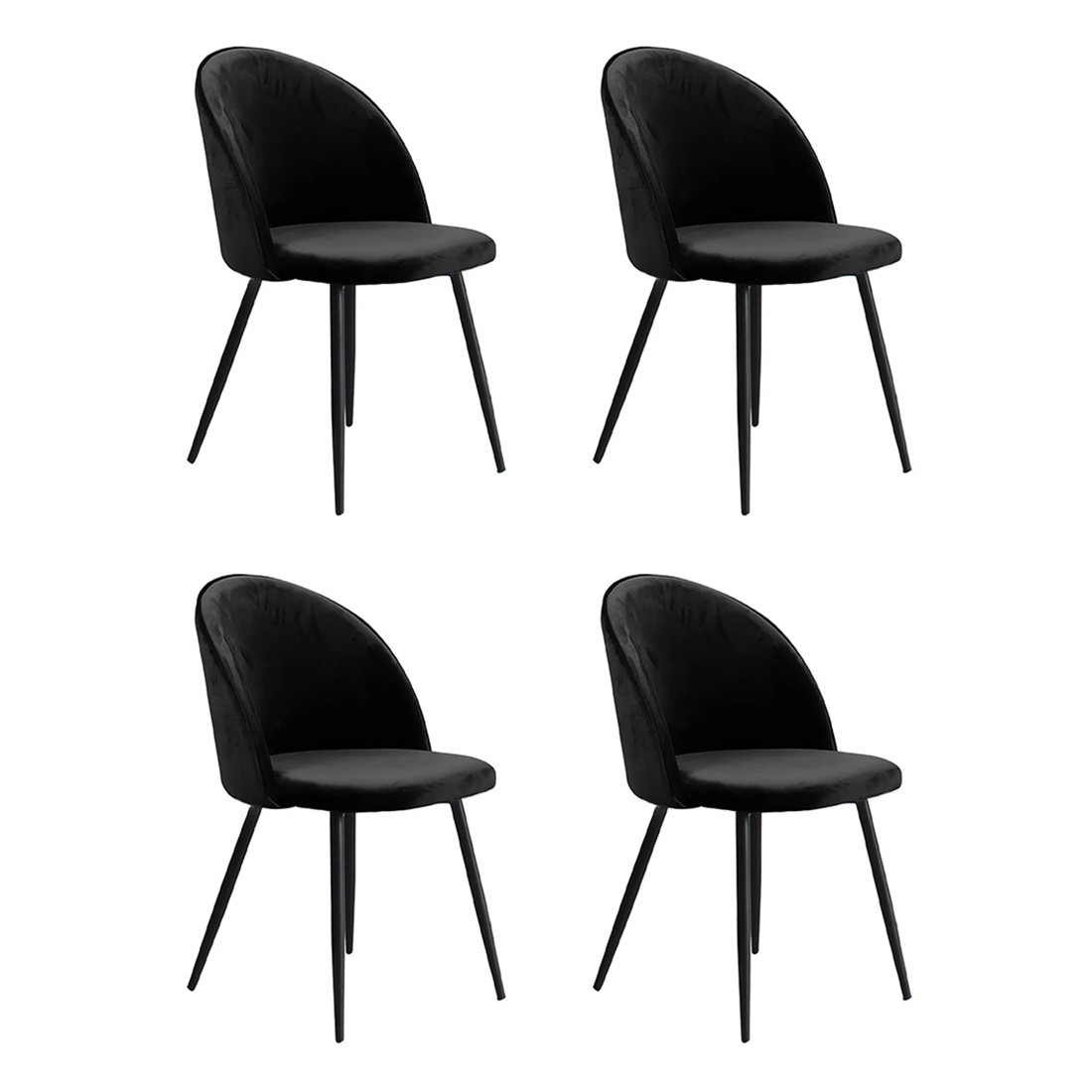 1 Levede 1 Set Of 4 Dining Chairs - Black, 1 of 7