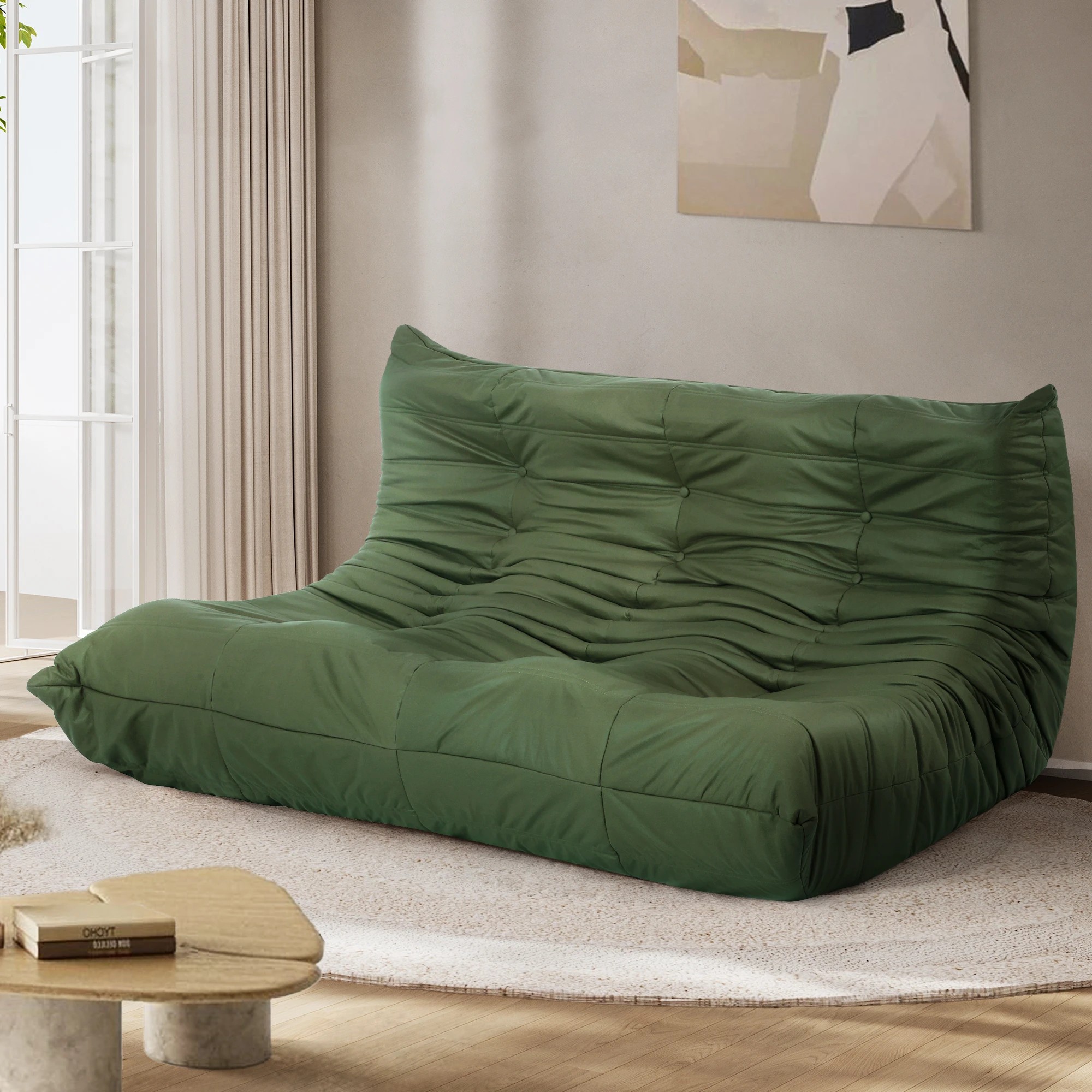 7 Levede Floor Chair Caterpillar Sofa Replica Lazy Foam Recliner Couch 3 Seater - Green, 7 of 9