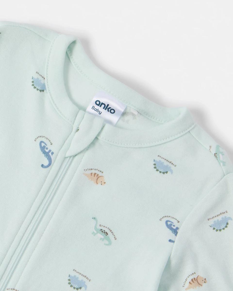 3 3 Pack Cotton Coveralls Green Dino, 3 of 5