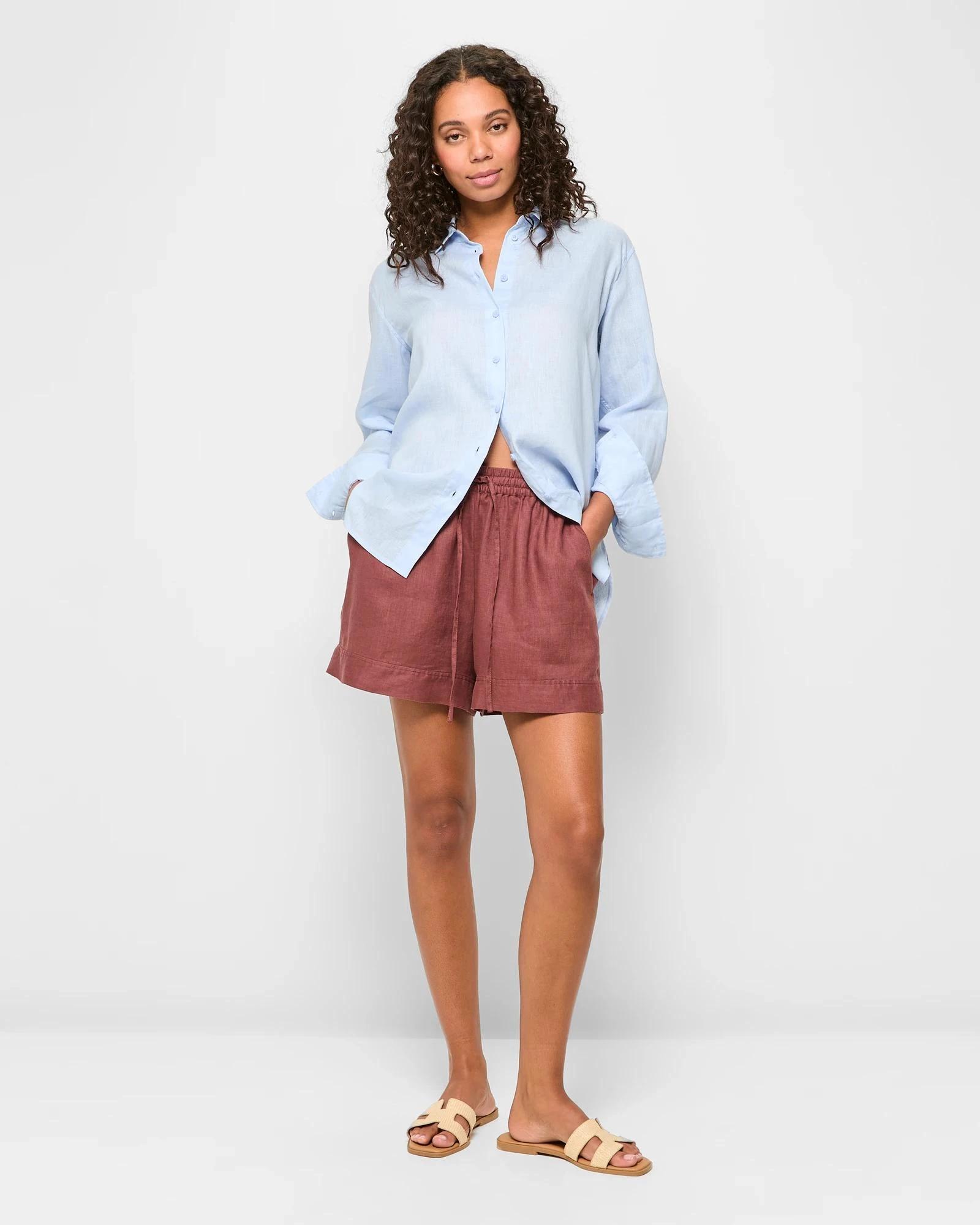 2 Target Woman European Linen Long Sleeve Shirt SUMMER BLUE, 2 of 5