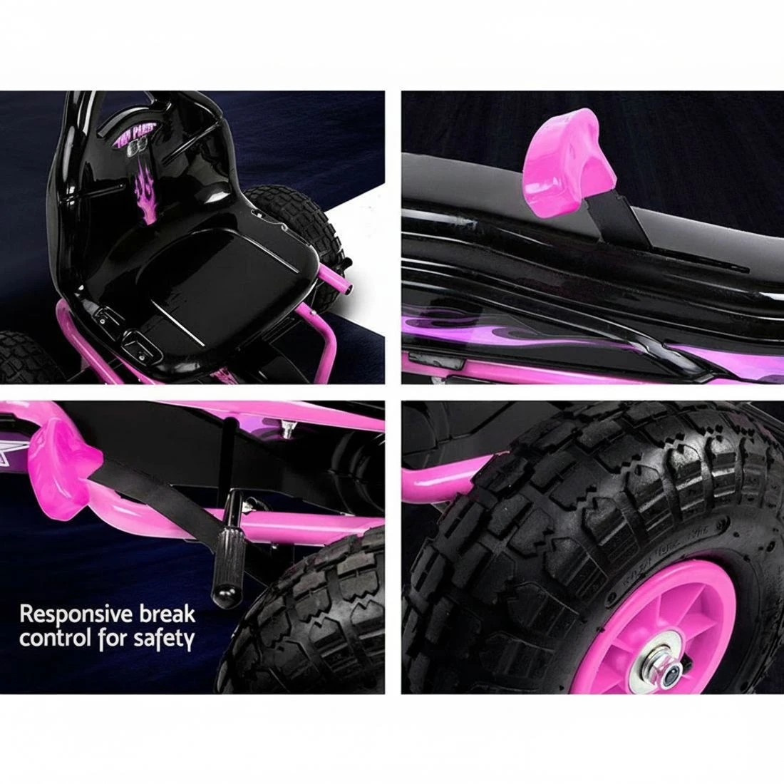 5 Rigo Kids Pedal Go Kart Ride On Toys Racing Car Rubber Tyre - Pink, 5 of 6