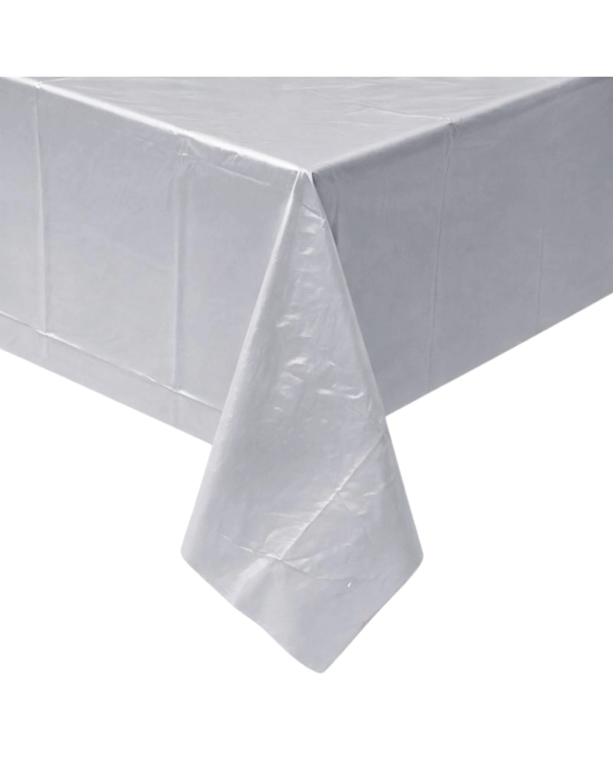 1 Unique Rectangular Plastic Tablecloth - Silver, 1 of 1