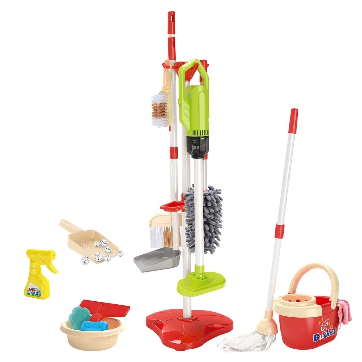 1 Ausway 30PCS Kids Cleaning Toy Set with Battery-Powered Vacuum Cleaner Pretend Role Play Educational Kit, 1 of 6
