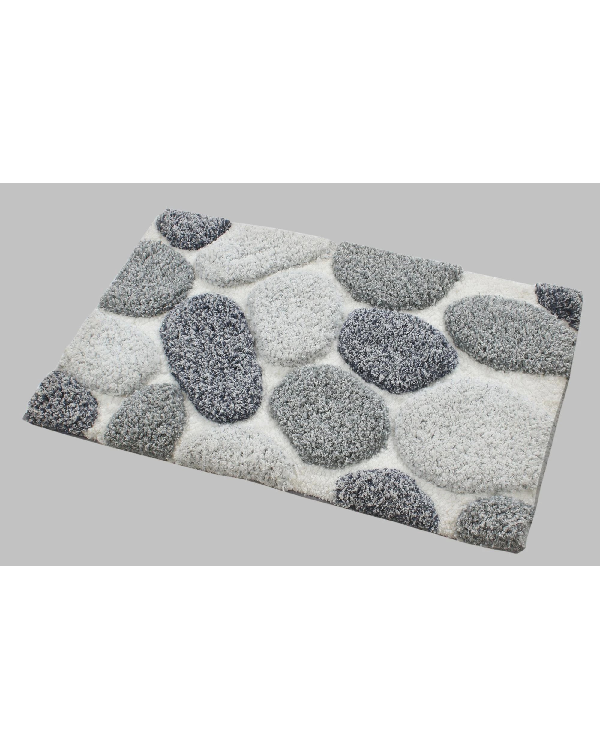 1 La Grace Home Pebble 3D Design Tufted Soft Pile Bathmat - Grey, 1 of 1