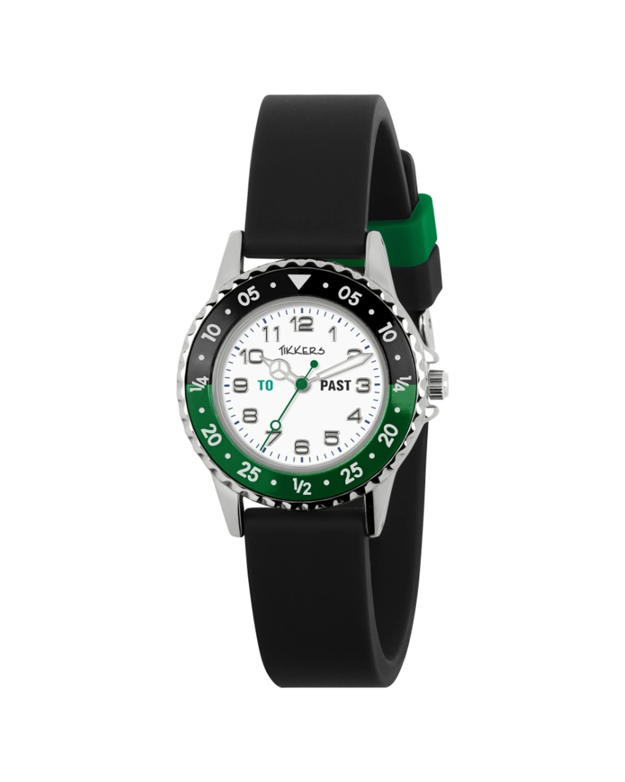 1 Tikkers Watch Football Silicone Strap Dial Time Teacher Kids - Black, 1 of 2