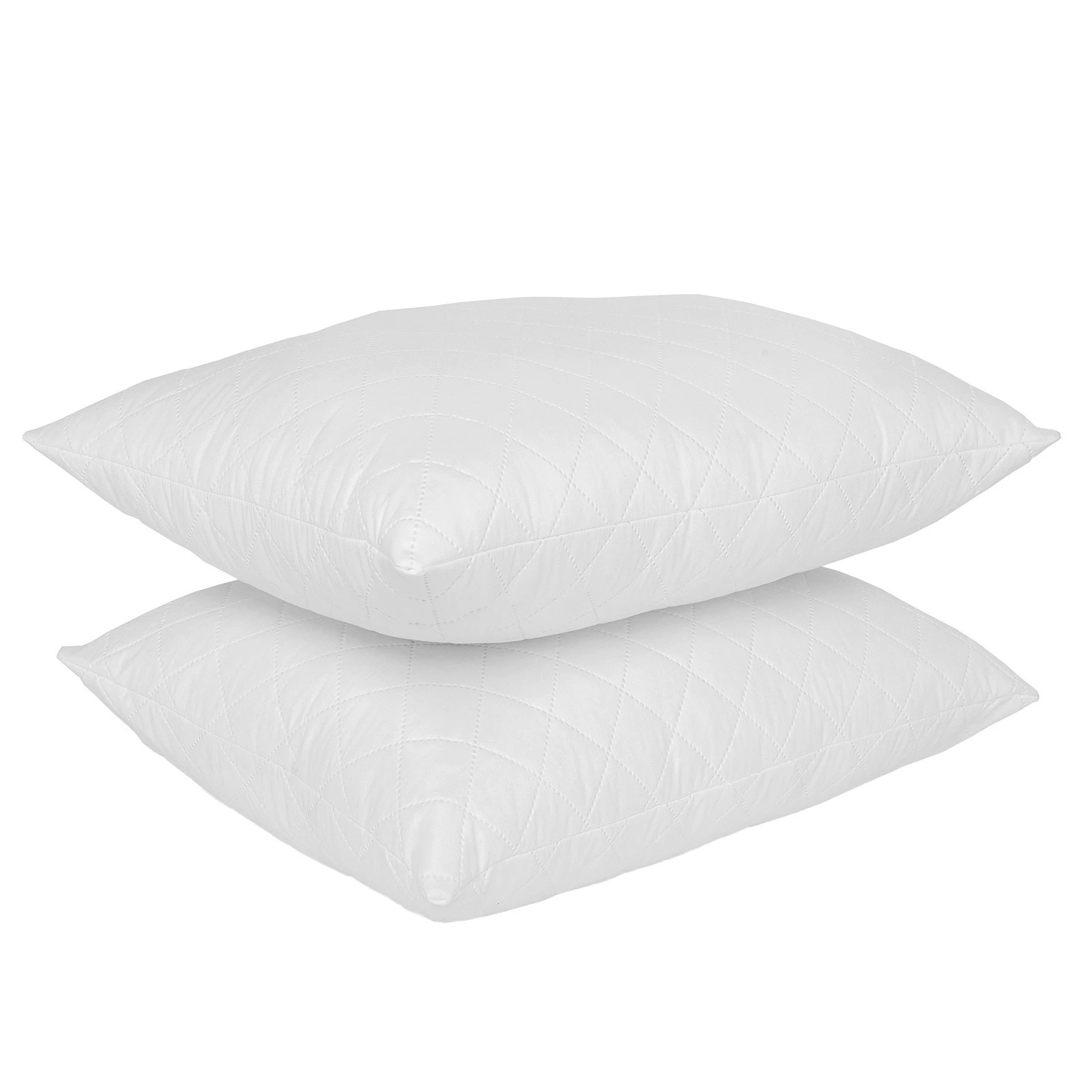 2 Royal Comfort Luxury Bamboo Blend Quilted Pillow Extra Fill Support Twin Pack - White, 2 of 2