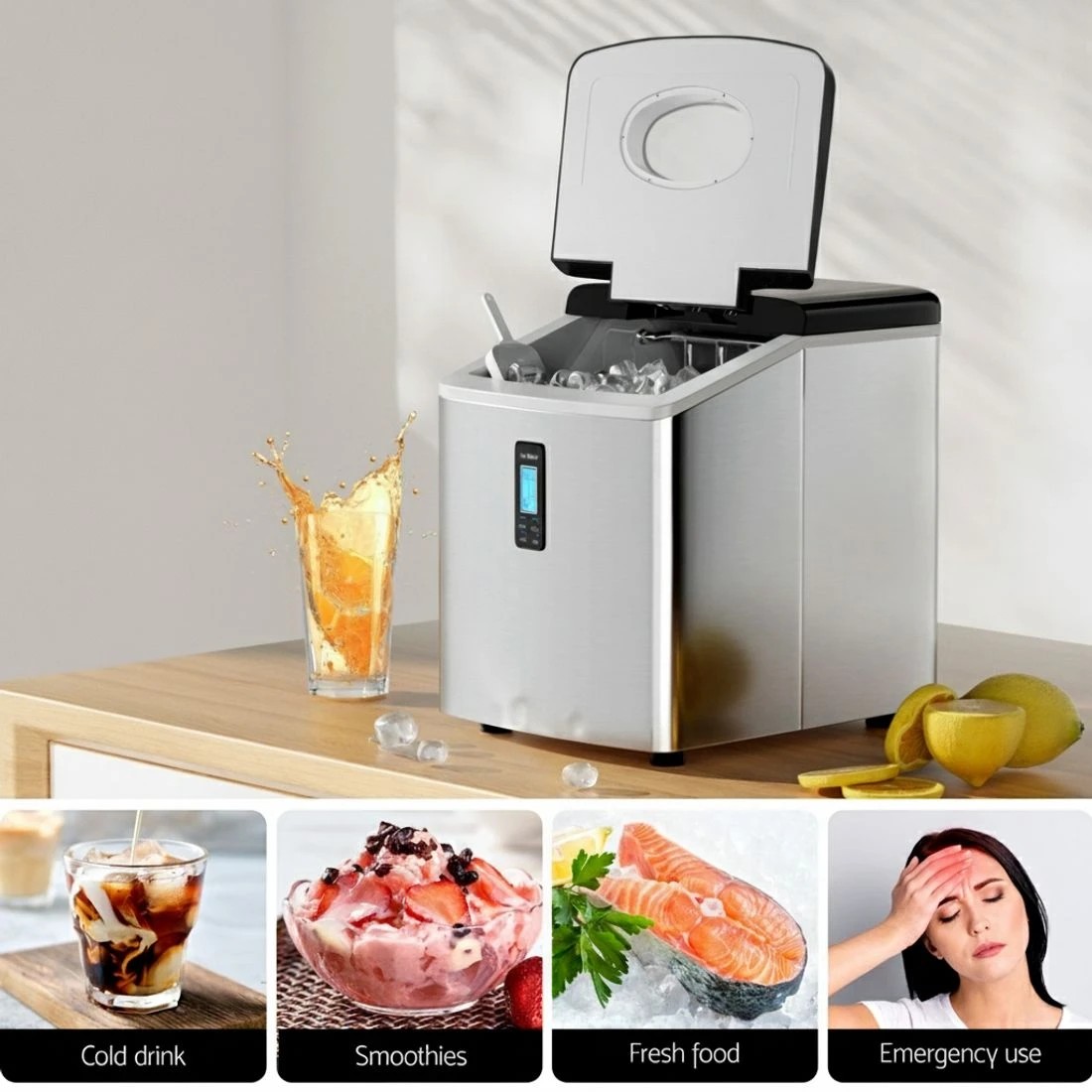 3 Devanti 15kg Ice Maker Machine - Silver, 3 of 8