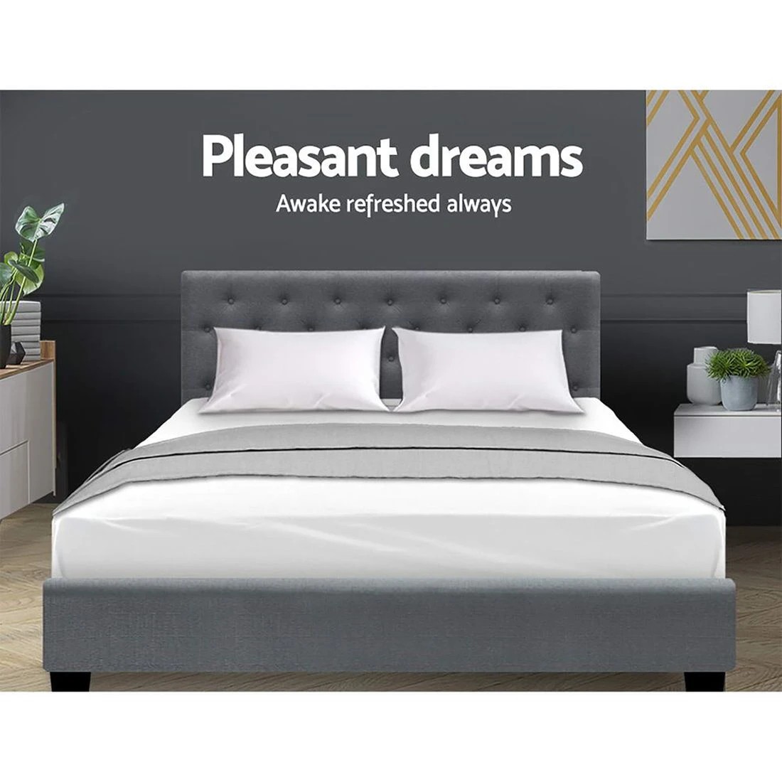 9 Artiss Bed Frame Queen Size Gas Lift  VILA - Grey, 9 of 10