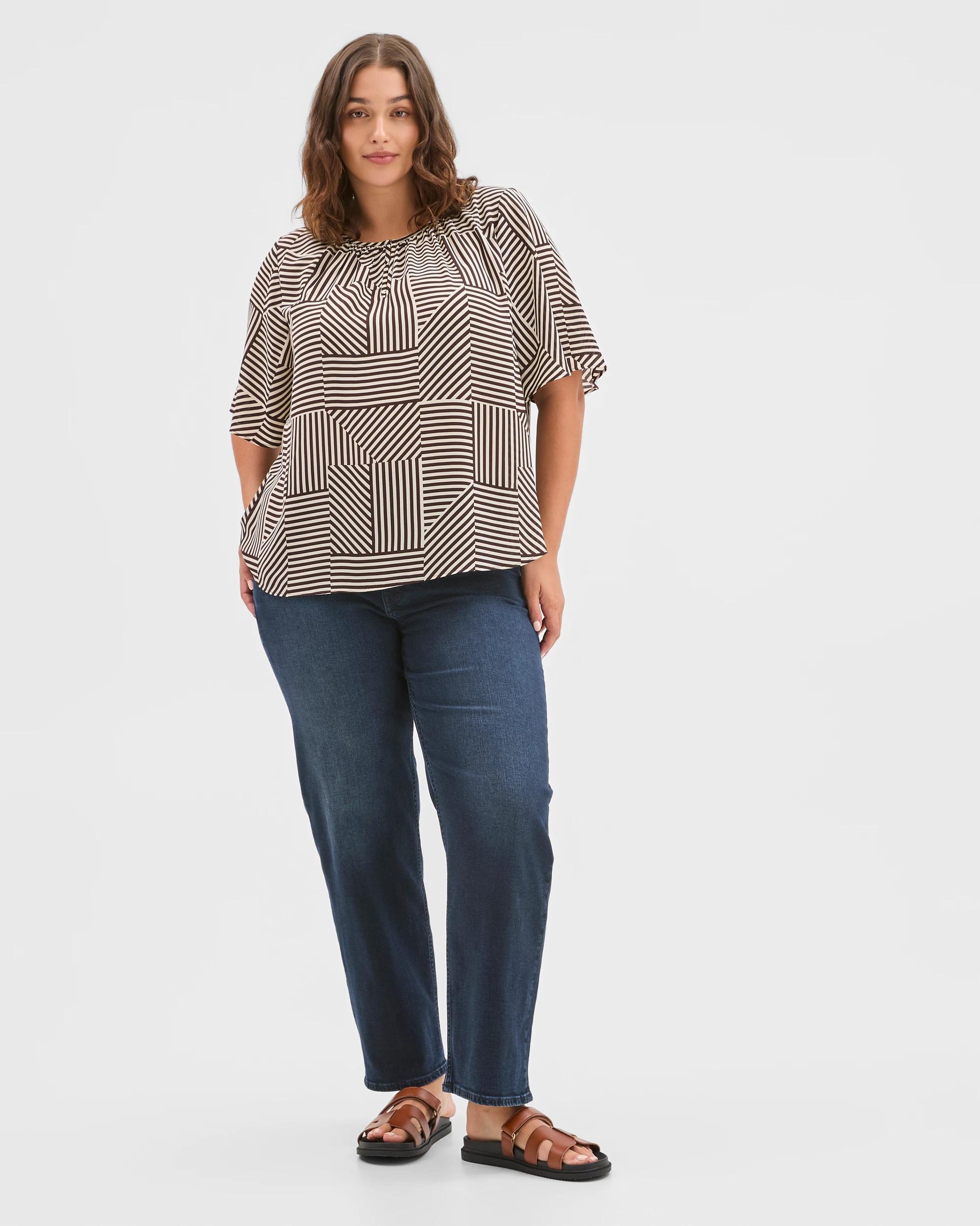 1 Target Curve Plus Size Ella Short Sleeve Blouse ESPRESSO, 1 of 5