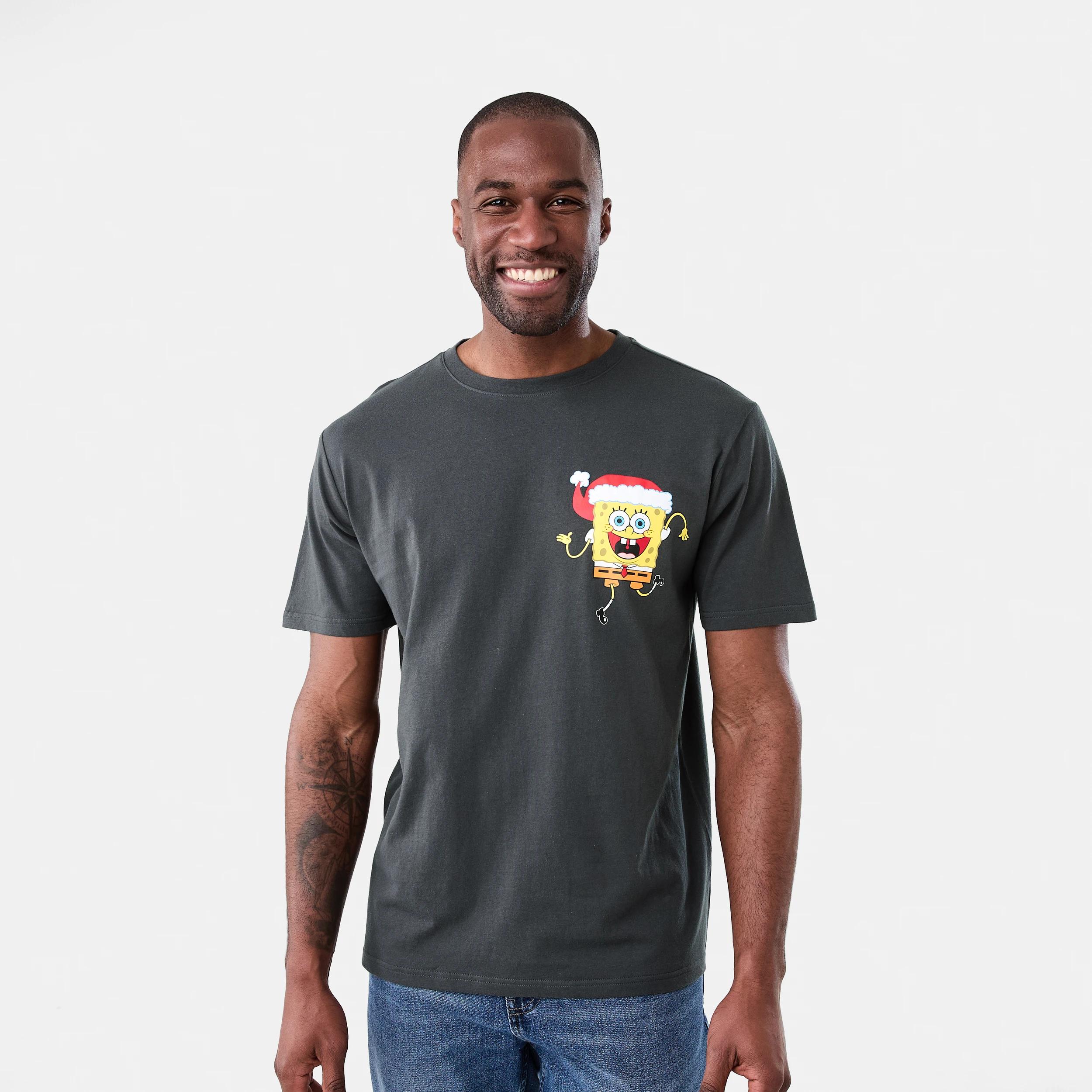1 SpongeBob License Christmas T-shirt OYSTER BLACK, 1 of 6