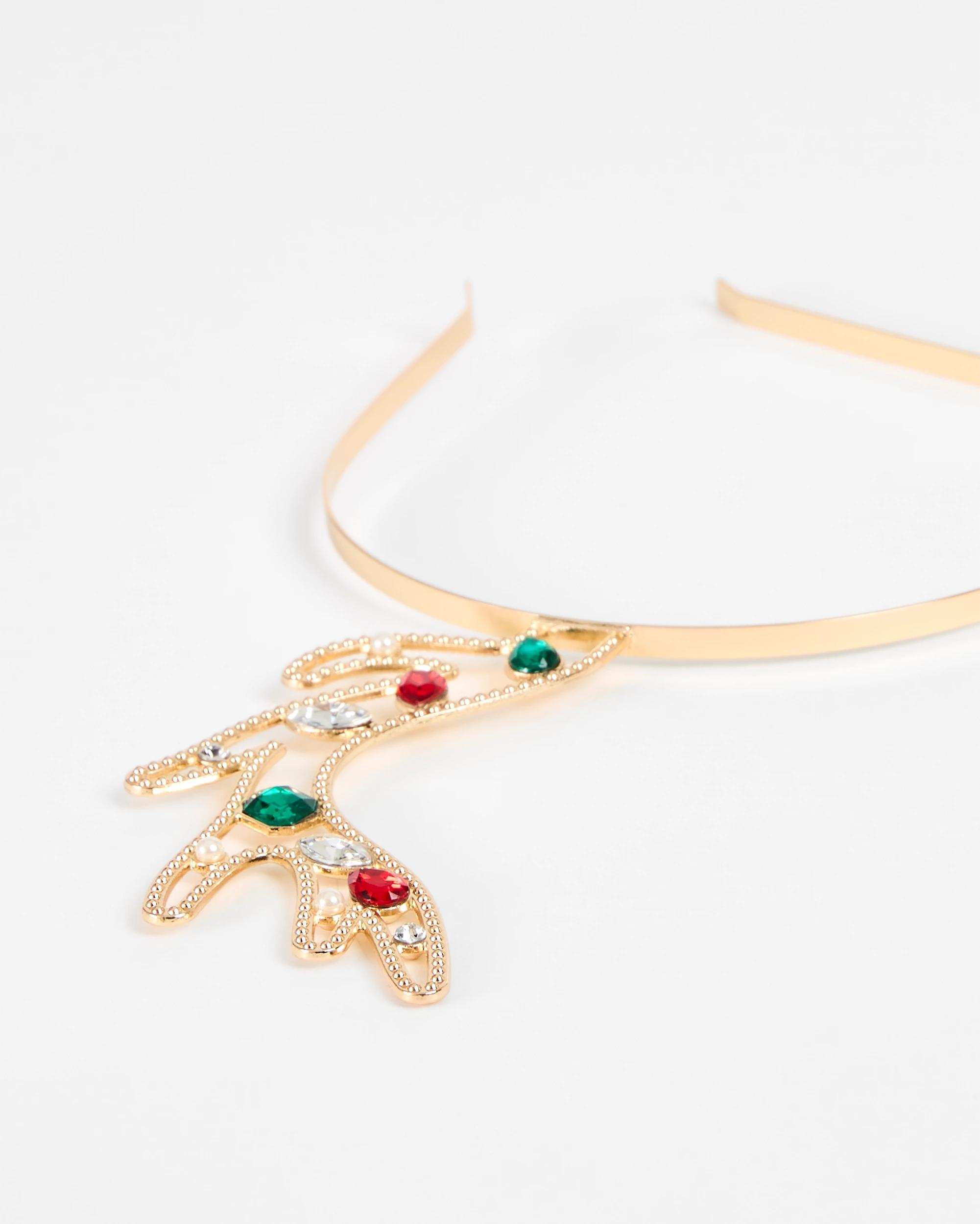 2 Target Kids Christmas Metal Jewelled Antler Headband GOLD, 2 of 3