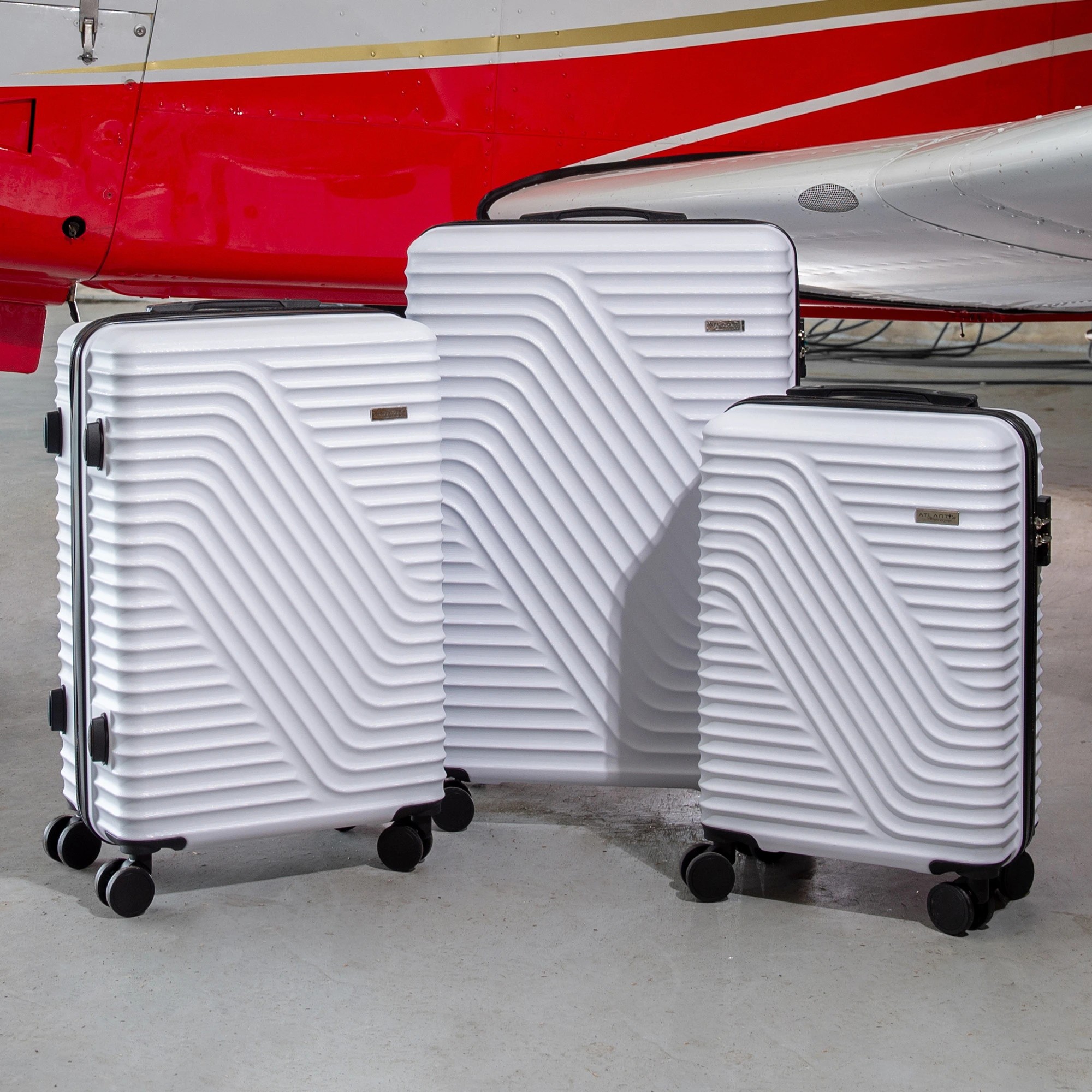 3 Milano Décor Atlantis Luggage 3 Piece Set TSA Lock Luxury Hard Case Travel Suitcase - White, 3 of 9