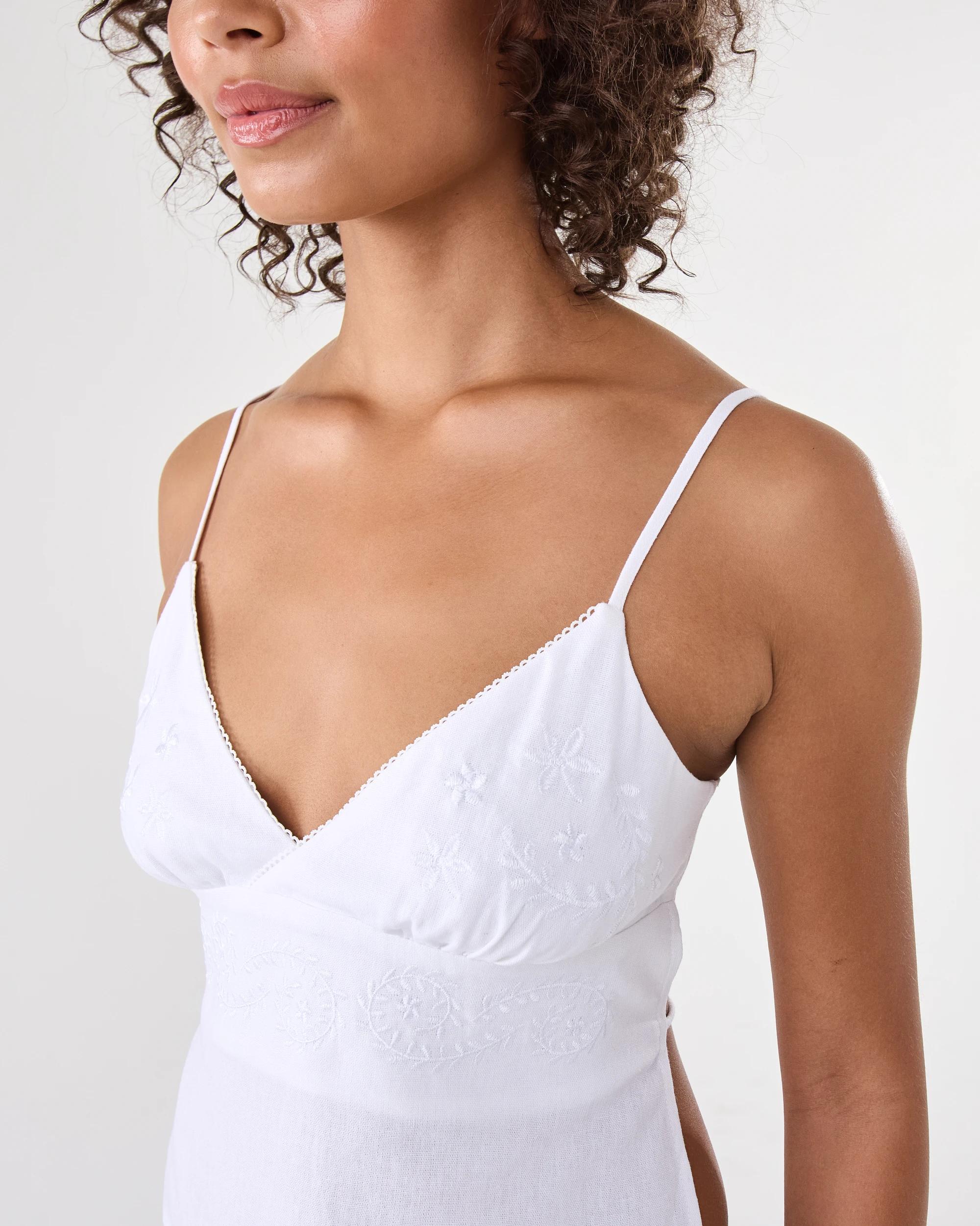 6 Linen Blend Embroidered Cami White, 6 of 7