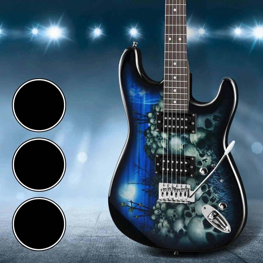 6 Alpha 41 Inch Electirc Guitar Humbucker Pickup Switch Full Size Skull Pattern - Blue, 6 of 6