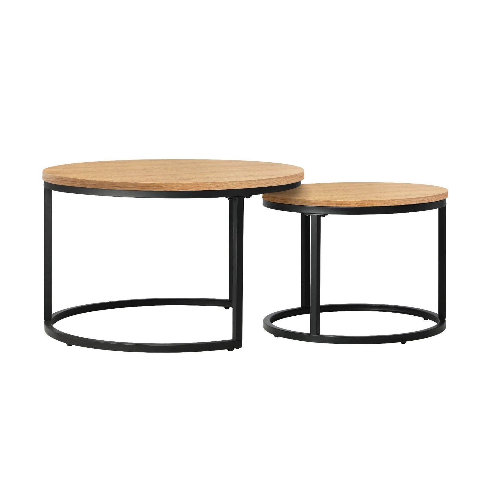 6 Oikiture Set Of 2 Coffee Table Round Nesting Side End Table
 - Natural, 6 of 10