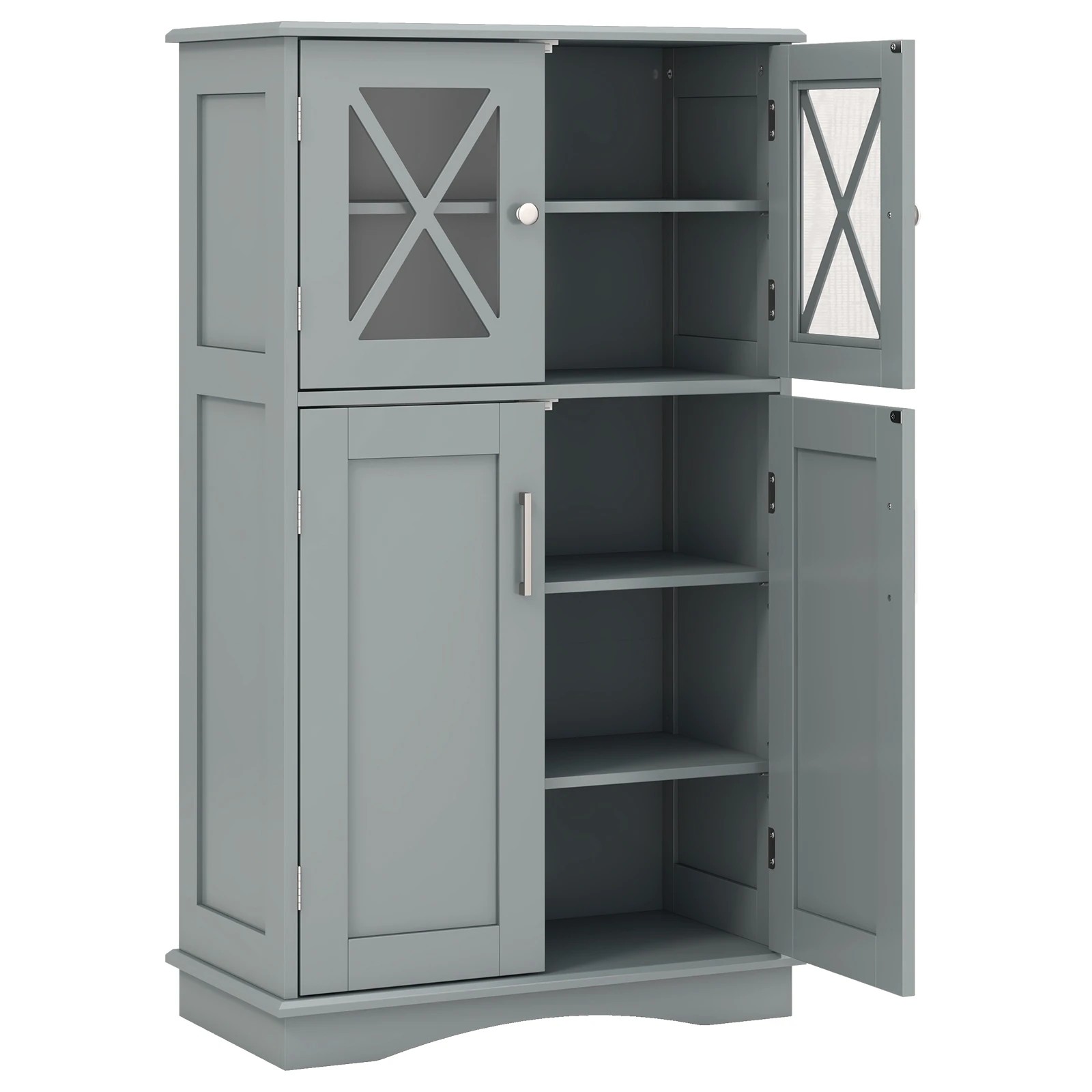 1 Costway Freestanding Bathroom Storage Cabinet Linen Organizer w/Adjustable Shelf, 1 of 5