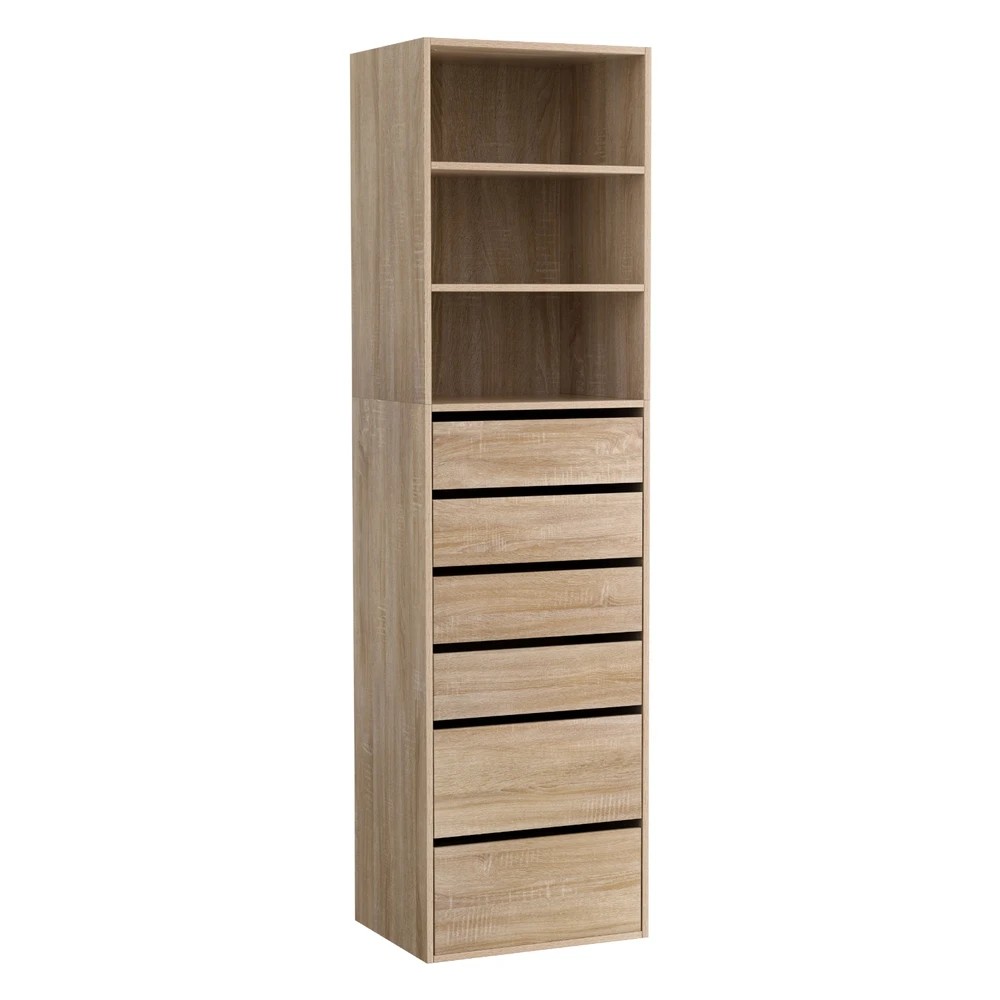 1 Artiss 6 Chest of Drawers Tallboy Cabinet - Natural, 1 of 4