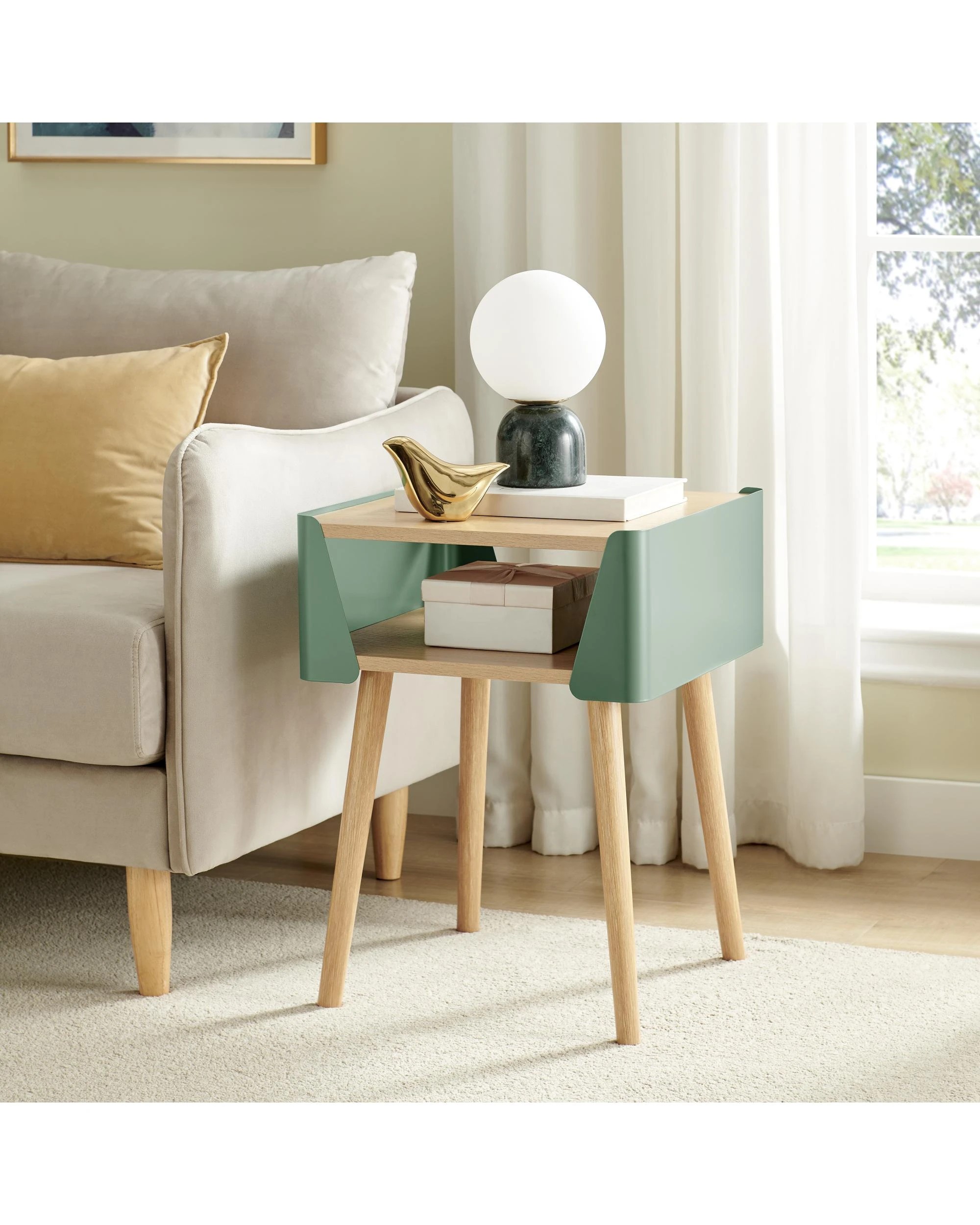 3 Kodu Side Table Bedside Shelf Square - Green, 3 of 8