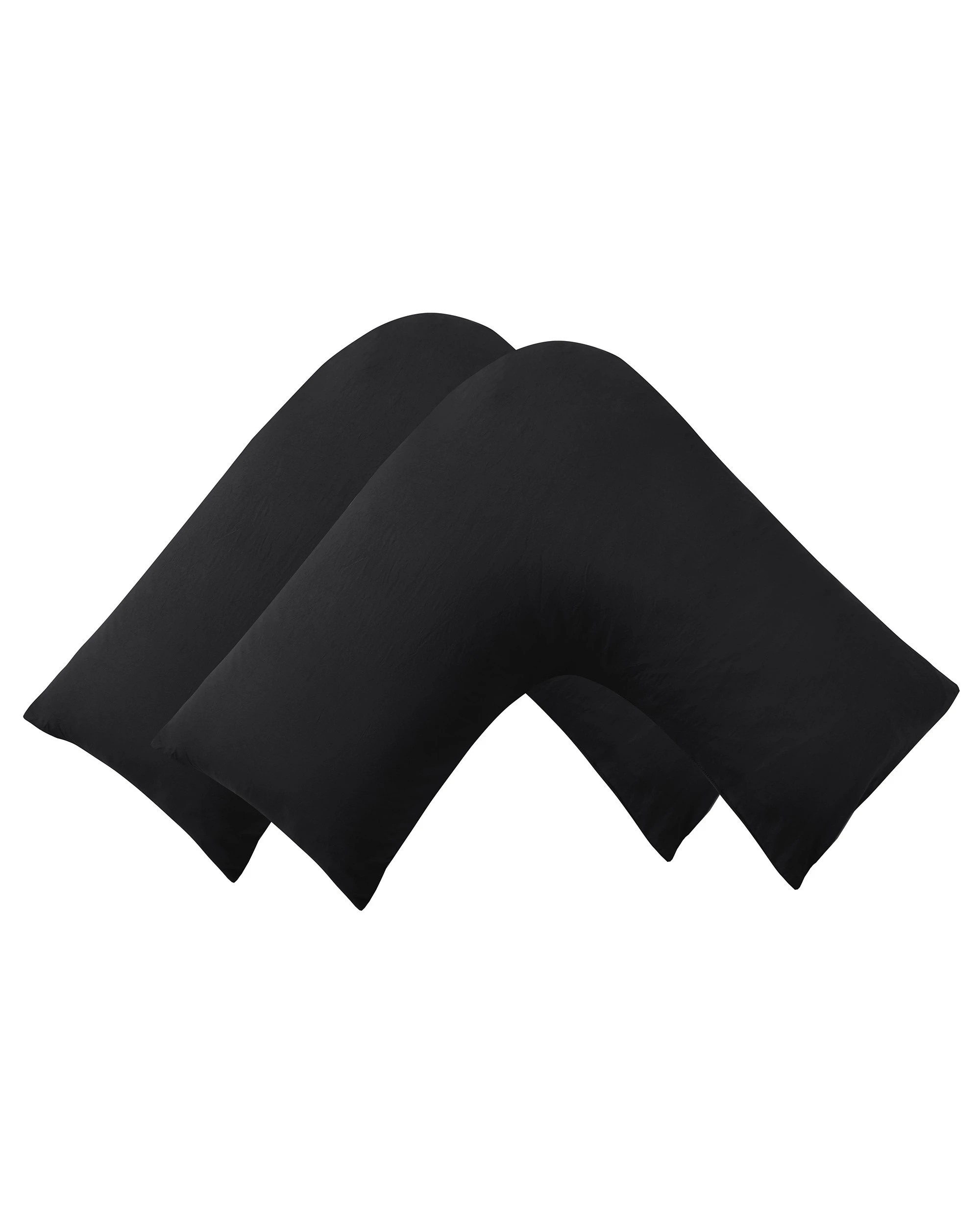 2 Dreamaker Superfine Washed Microfibre V-Shape Pillowcase Twin Pack - Black, 2 of 3