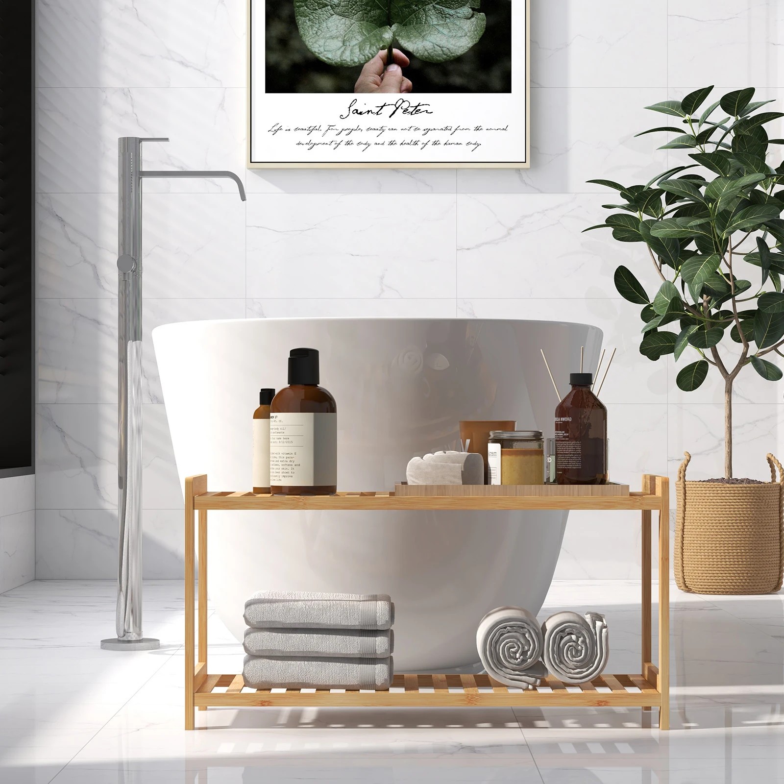 3 Casa Decor 2 Tier Bamboo Shoe Stool - Brown, 3 of 10