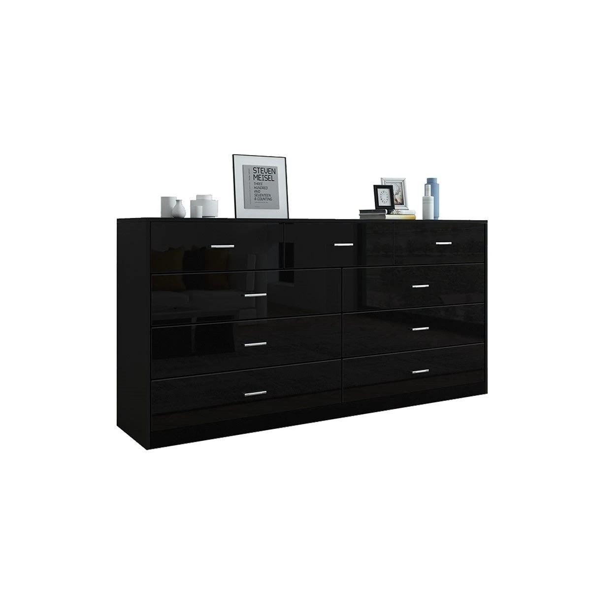 1 Ausway 9 Drawer Cabinet Sideboard Bathroom Storage High Gloss, 1 of 7