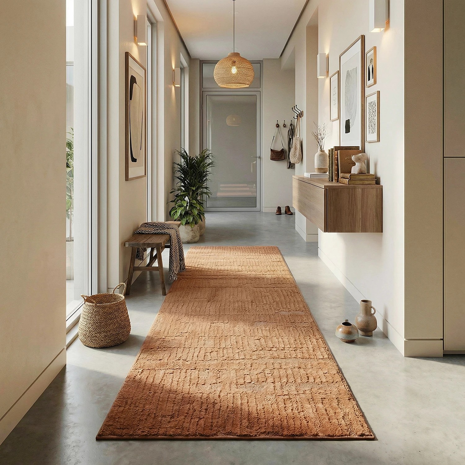 1 Common Ground Rugs Sanctuary Aliya 500x80cm - Extra Large Runner Power Loomed Rug - Brown, 1 of 7