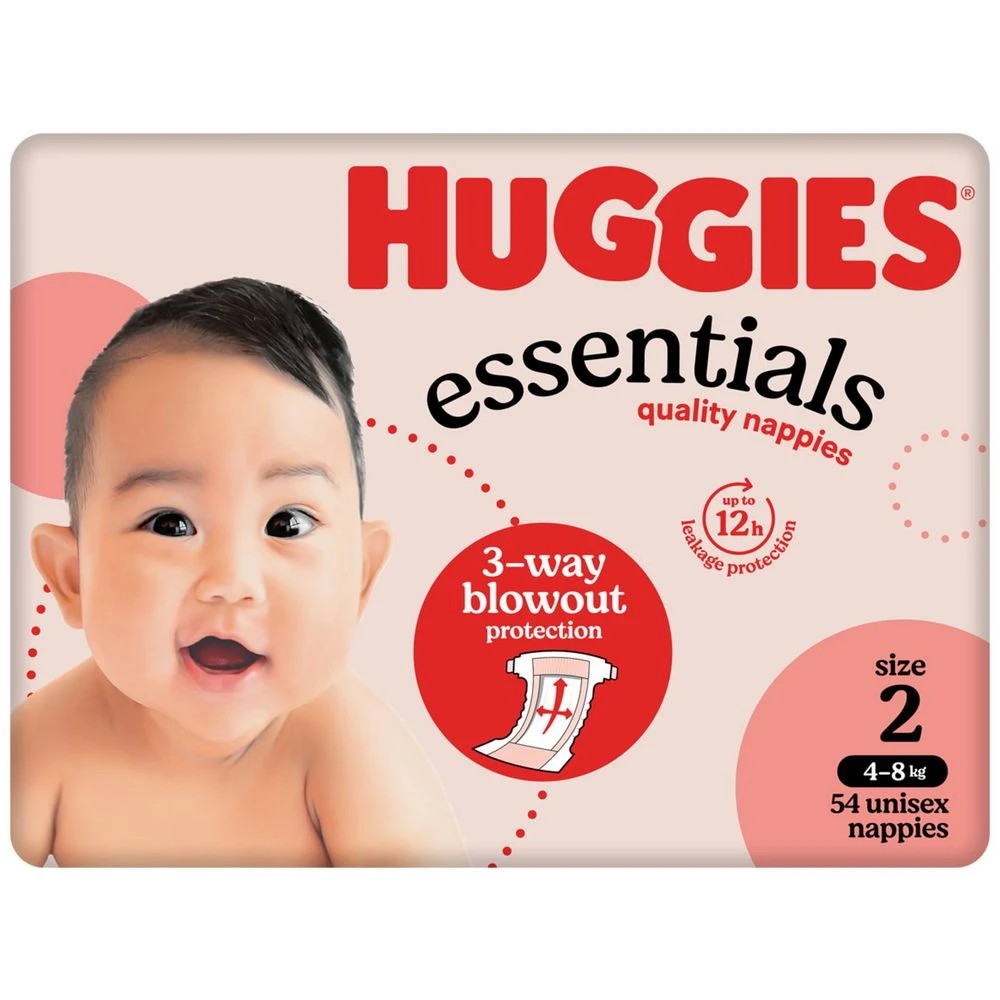 2 Huggies Essentials Nappies Infant 216 Pack, 2 of 10