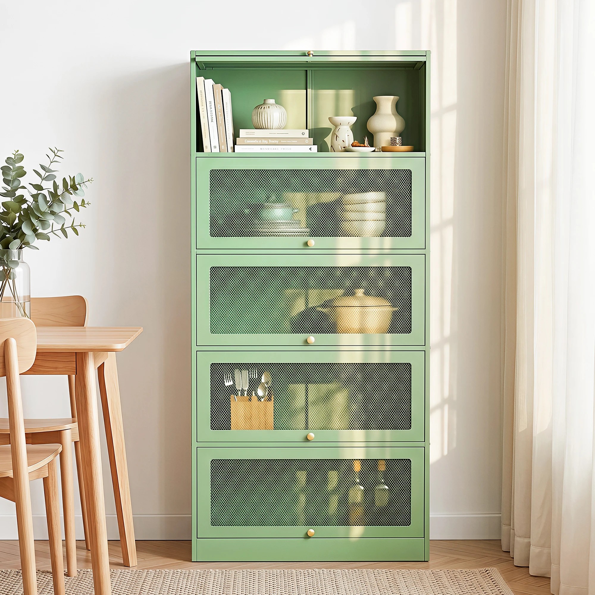3 Artiss 2x Buffet Unit Cabinet Sideboard Metal - Green, 3 of 8