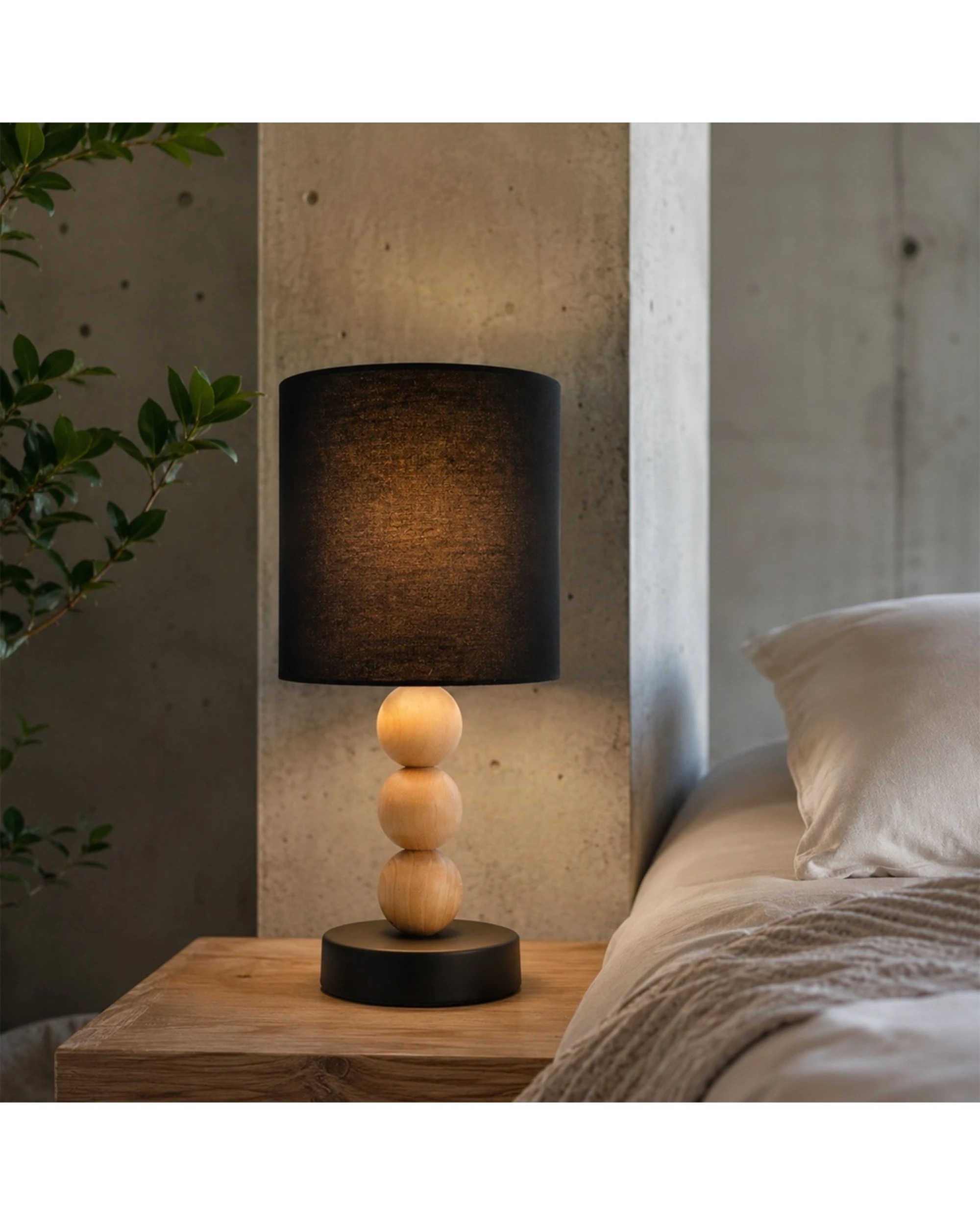 Lexi Lighting Cara Table Lamp Metal Base Rubberwood Body Fabric Shade ...