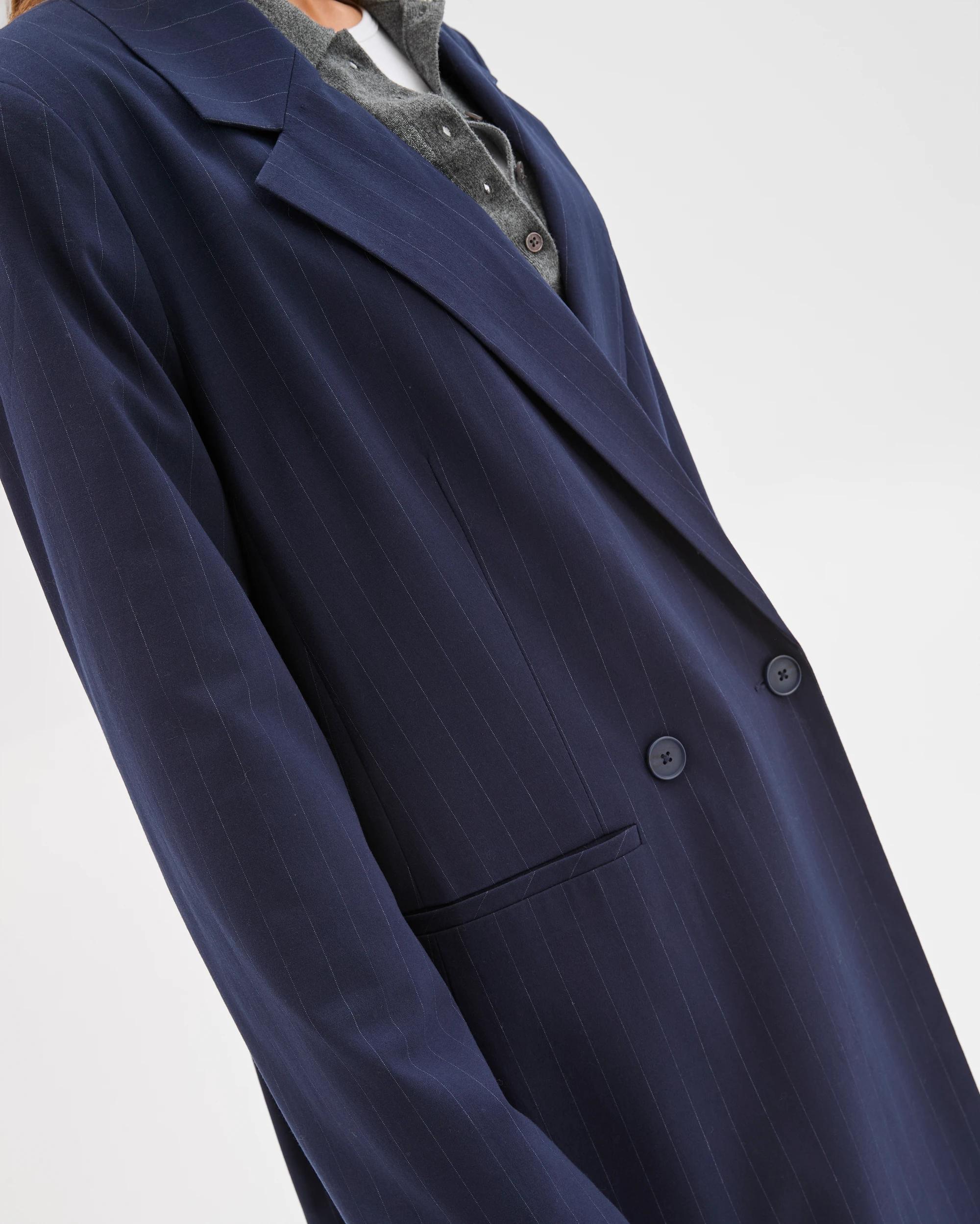 4 Lily Loves Longline Blazer NAVY PINSTRIPE, 4 of 6