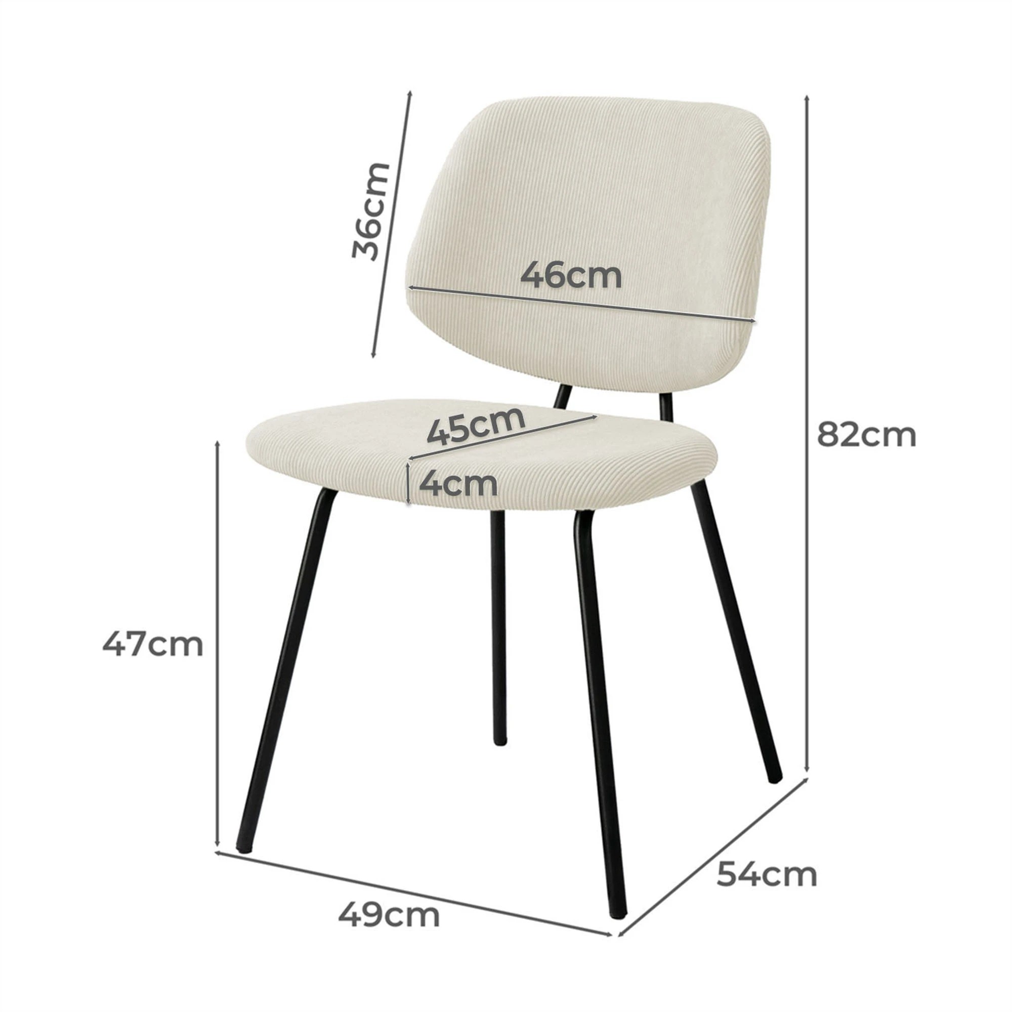 3 Levede 4x Dining Chairs Vintage Retro Soft Corduroy Kitchen Padded Seat - White - White, 3 of 9