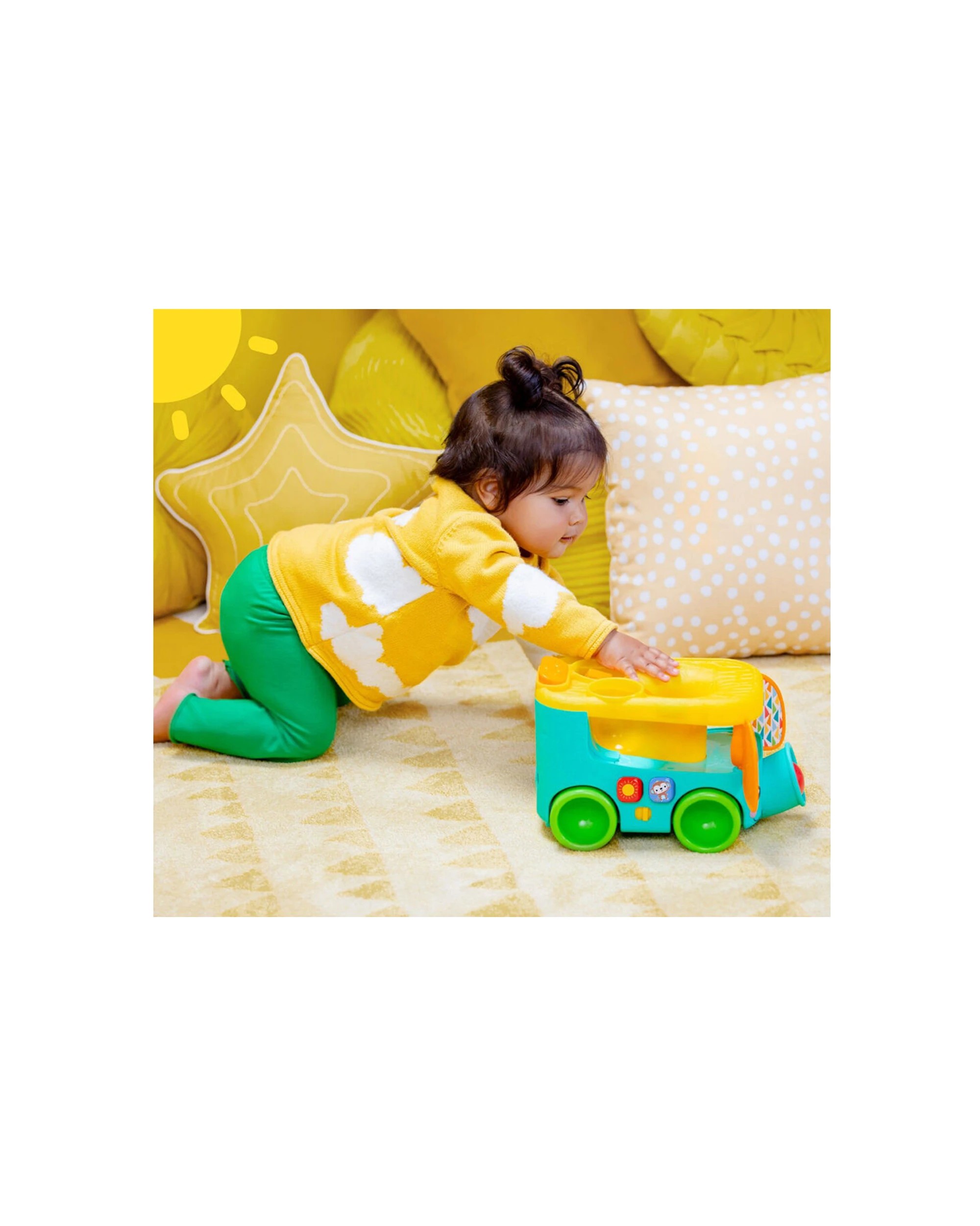 4 Bright Starts Pop And Roll Safari Bus Ball Toy Lights And Sounds 6 Months - Multi, 4 of 7