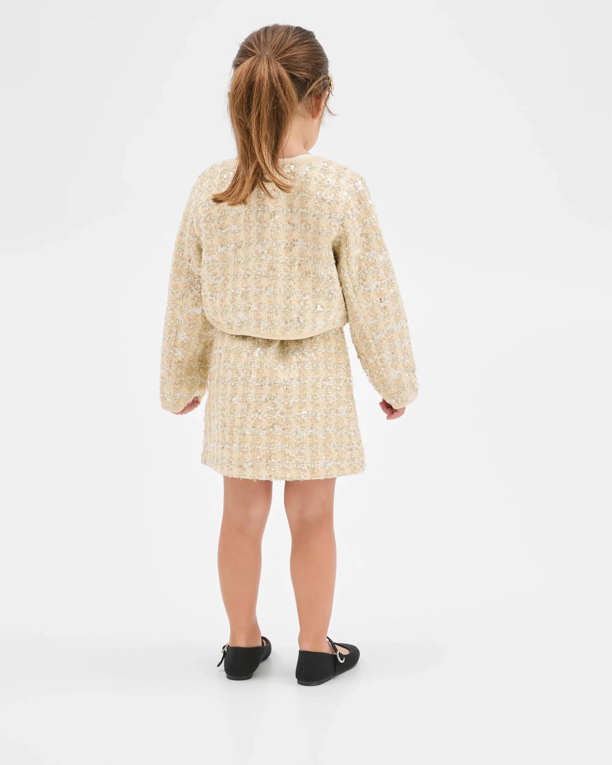 3 Target Kids Sequin Blazer Boucle Jacket CREAM, 3 of 6