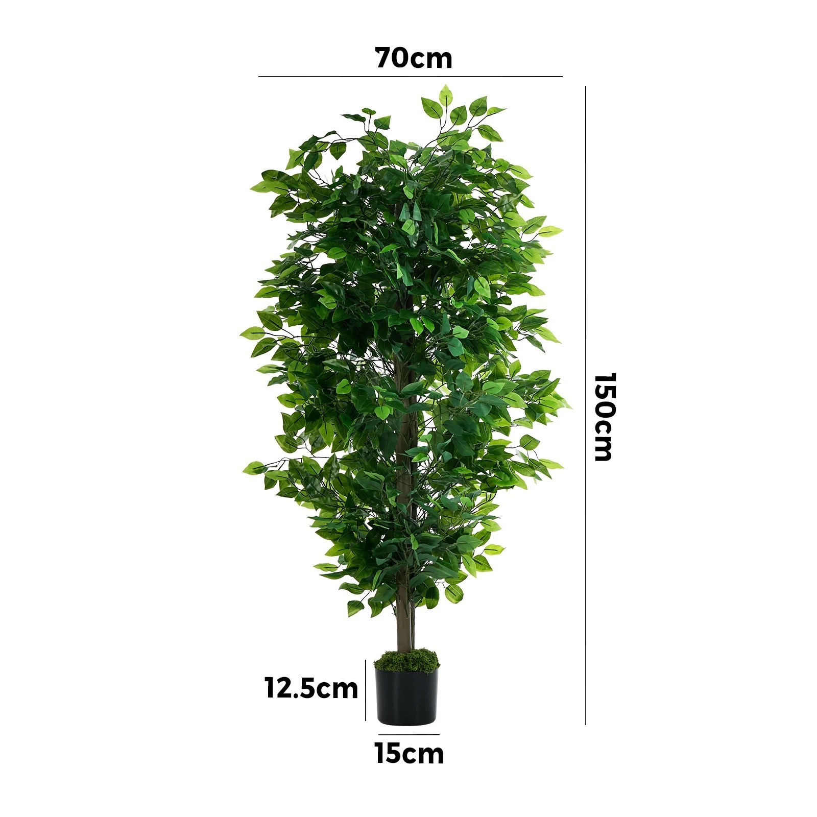 2 Livsip 150cm Artificial Ficus Tree Realistic Potted Faux Plant Home Decor, 2 of 8
