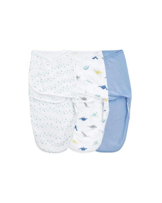 Aden + Anais Cotton Essentials Wrap Swaddle 3pk - Dino Rama 4-6 Months
 - M