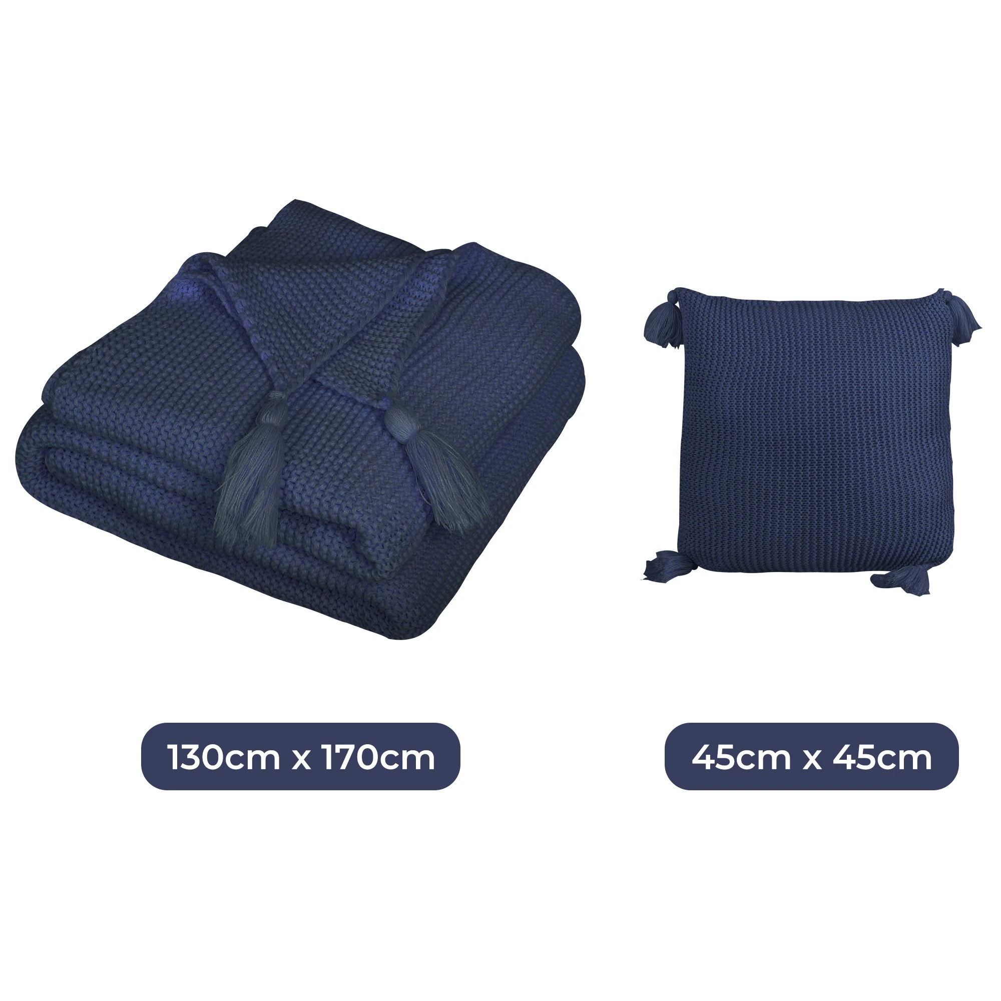 2 Dreamz Navy Blanket Cushion Set, 2 of 3