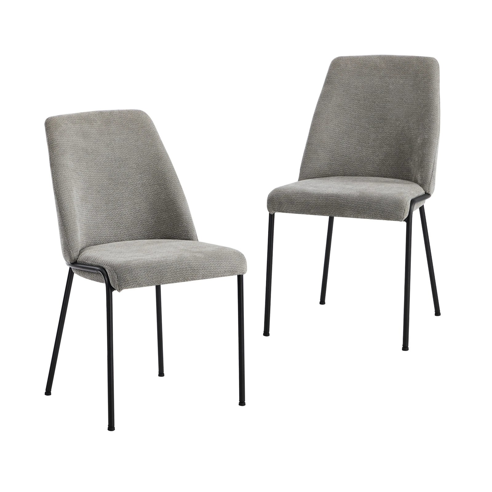 1 Oikiture Set of 2 Dining Chairs Chenille Fabric Kitchen Chair Padded Seat - Grey, 1 of 9