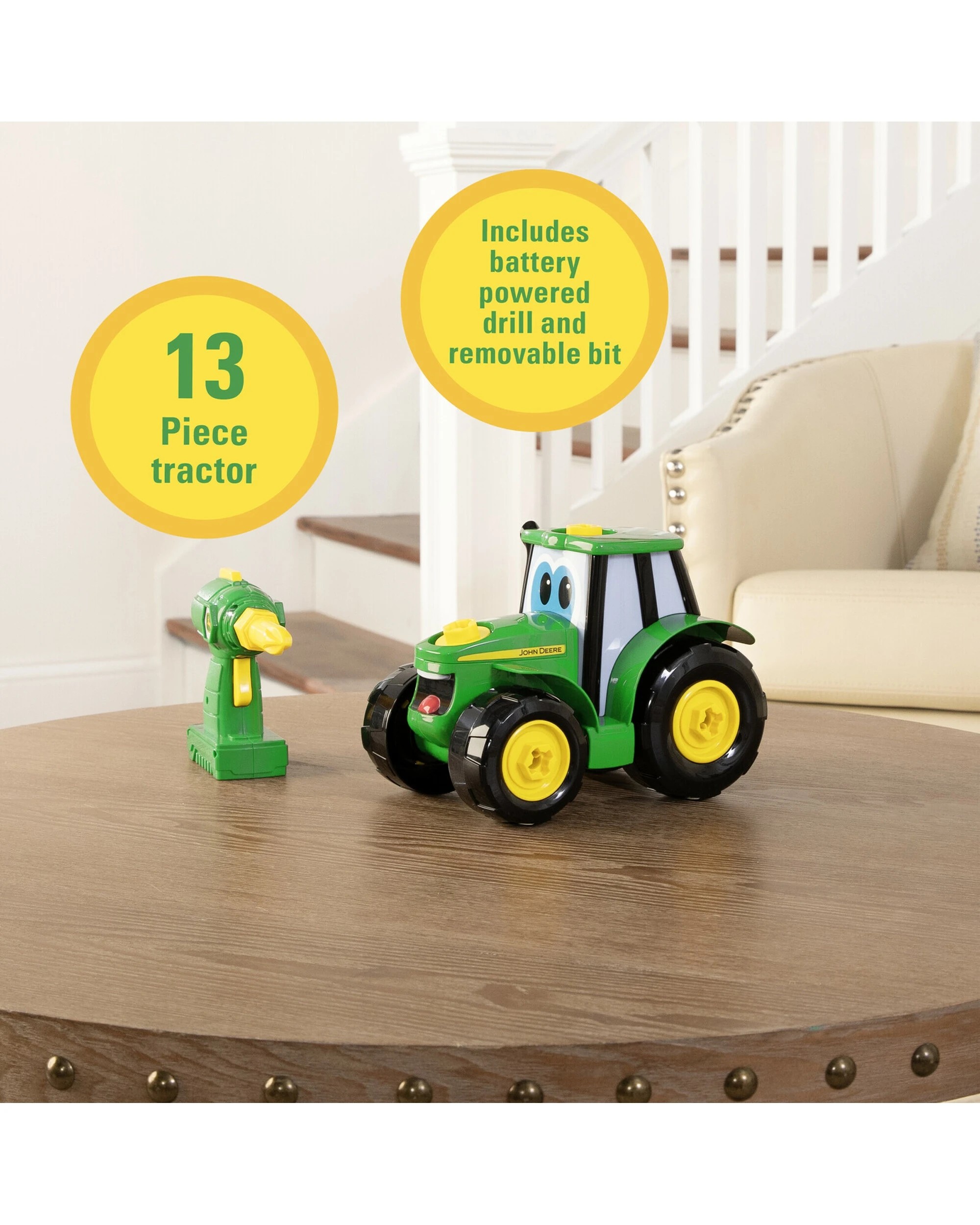 6 John Deere 16pc Build-A-Johnny Tractor Buildable Toy Set With Drill - Multi, 6 of 8