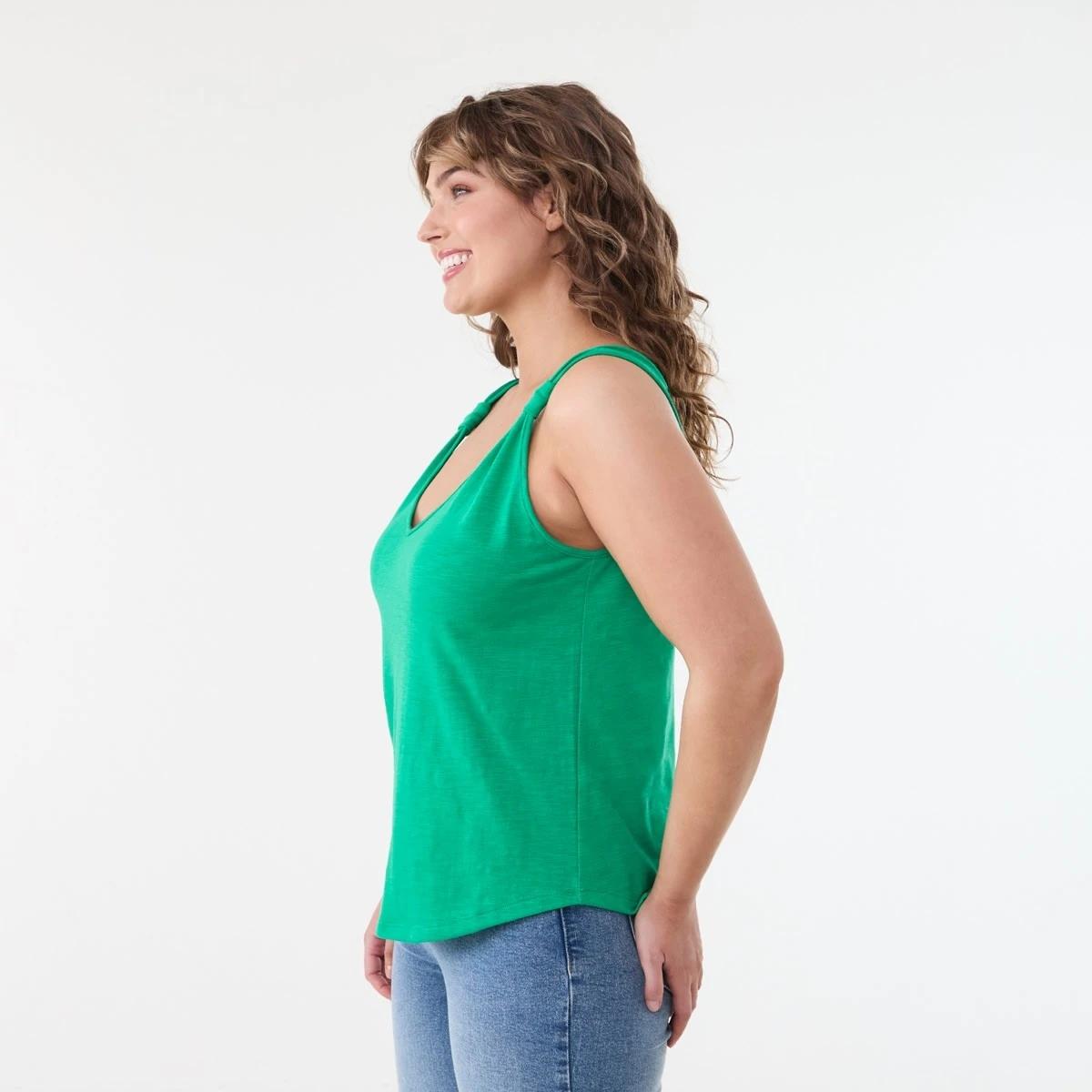 2 Sleeveless Knot Detail V-Neck Tank SIMPLY GREEN, 2 of 6
