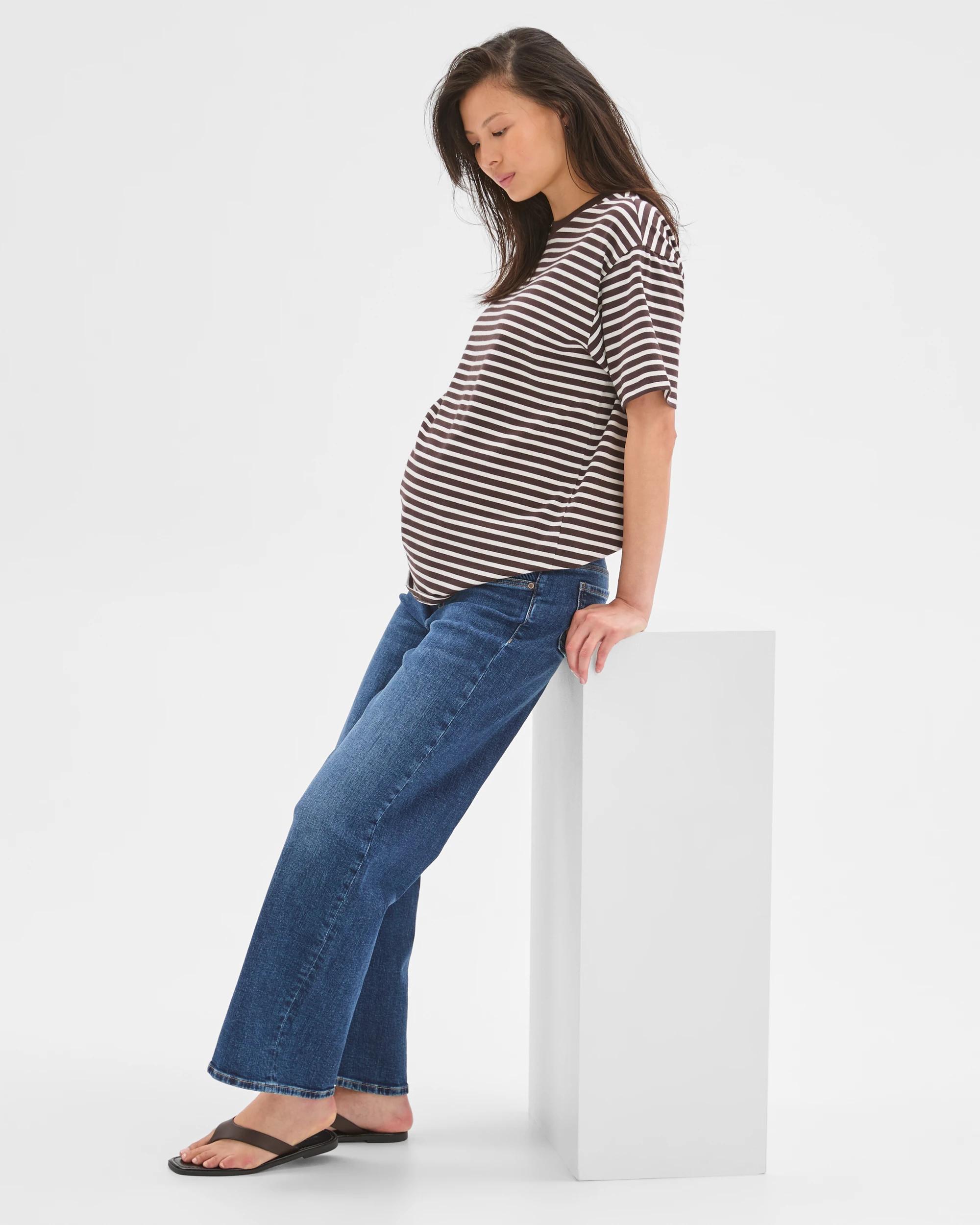 3 Target Maternity Under The Belly Wide Leg Denim Jeans SAPPHIRE, 3 of 7