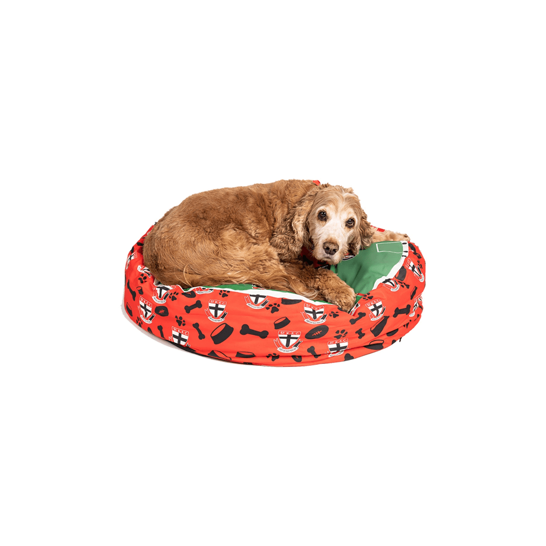 2 AFL Fremantle Dockers 70x60cm Round Pet Dog Lounge Bed - Washable Cover - Plain, 2 of 3